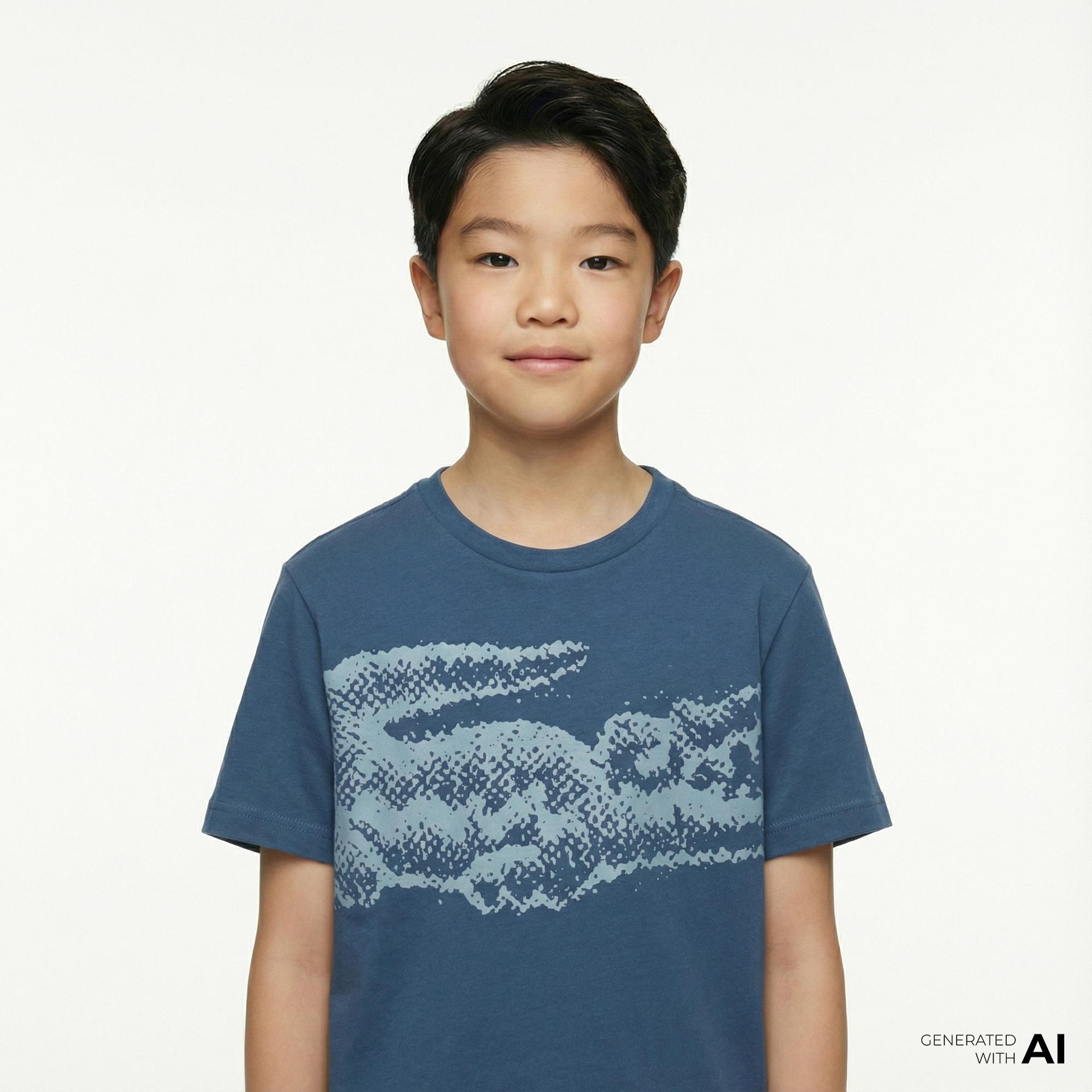 Lacoste Çocuk Bisiklet Yaka Baskılı Lacivert T-Shirt