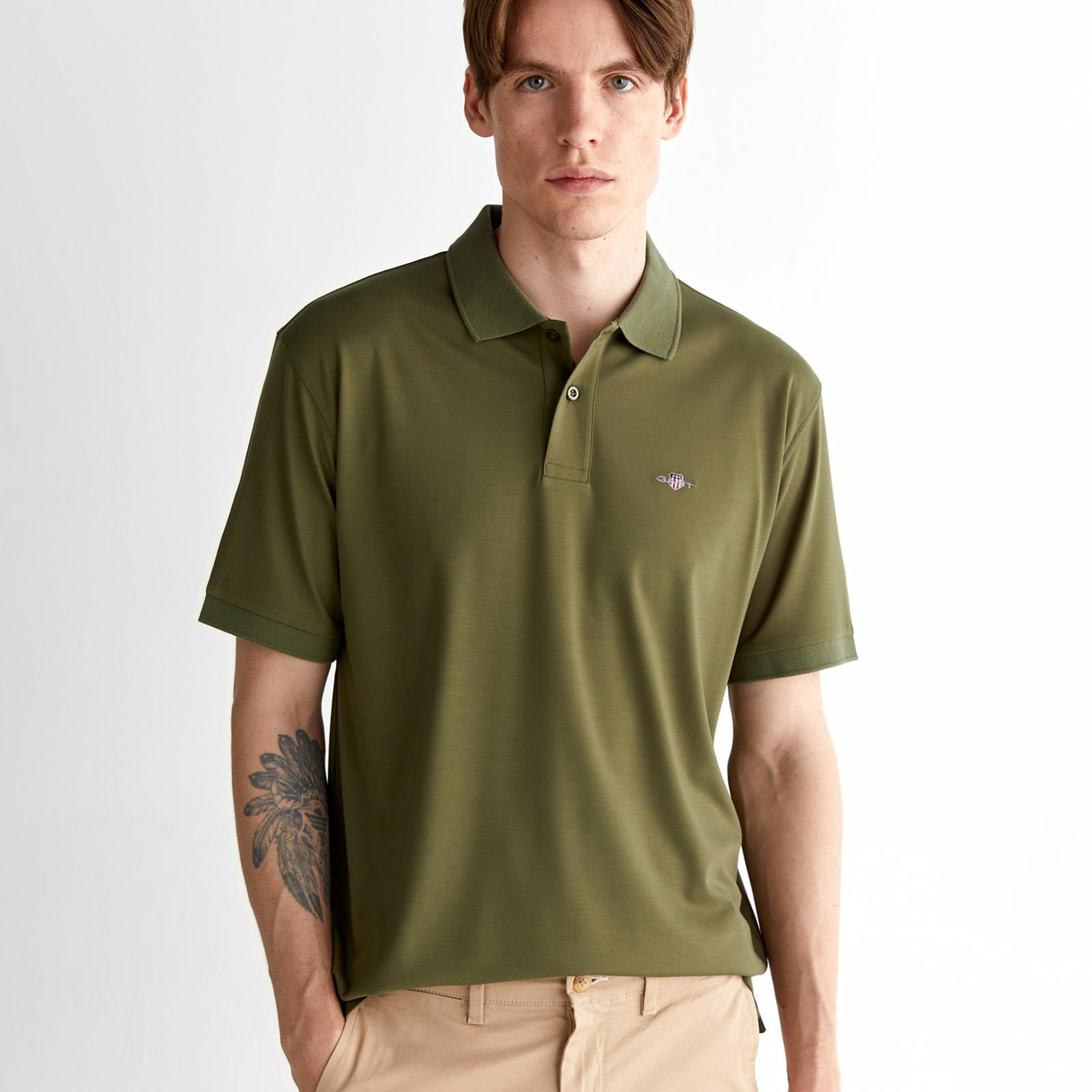 GANT Erkek Yeşil Relaxed Fit Polo