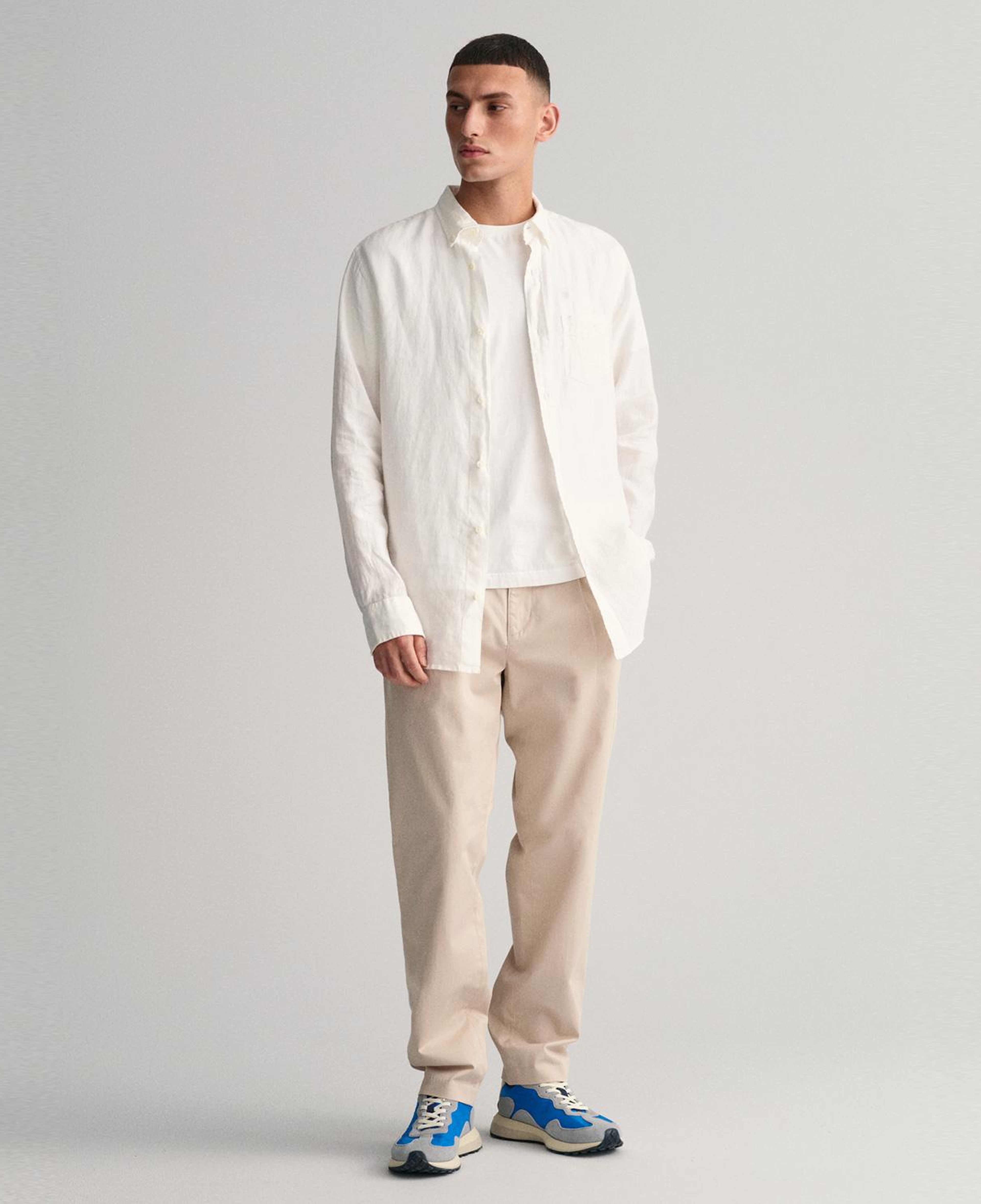 GANT Erkek Beyaz Regular Fit Keten Gömlek