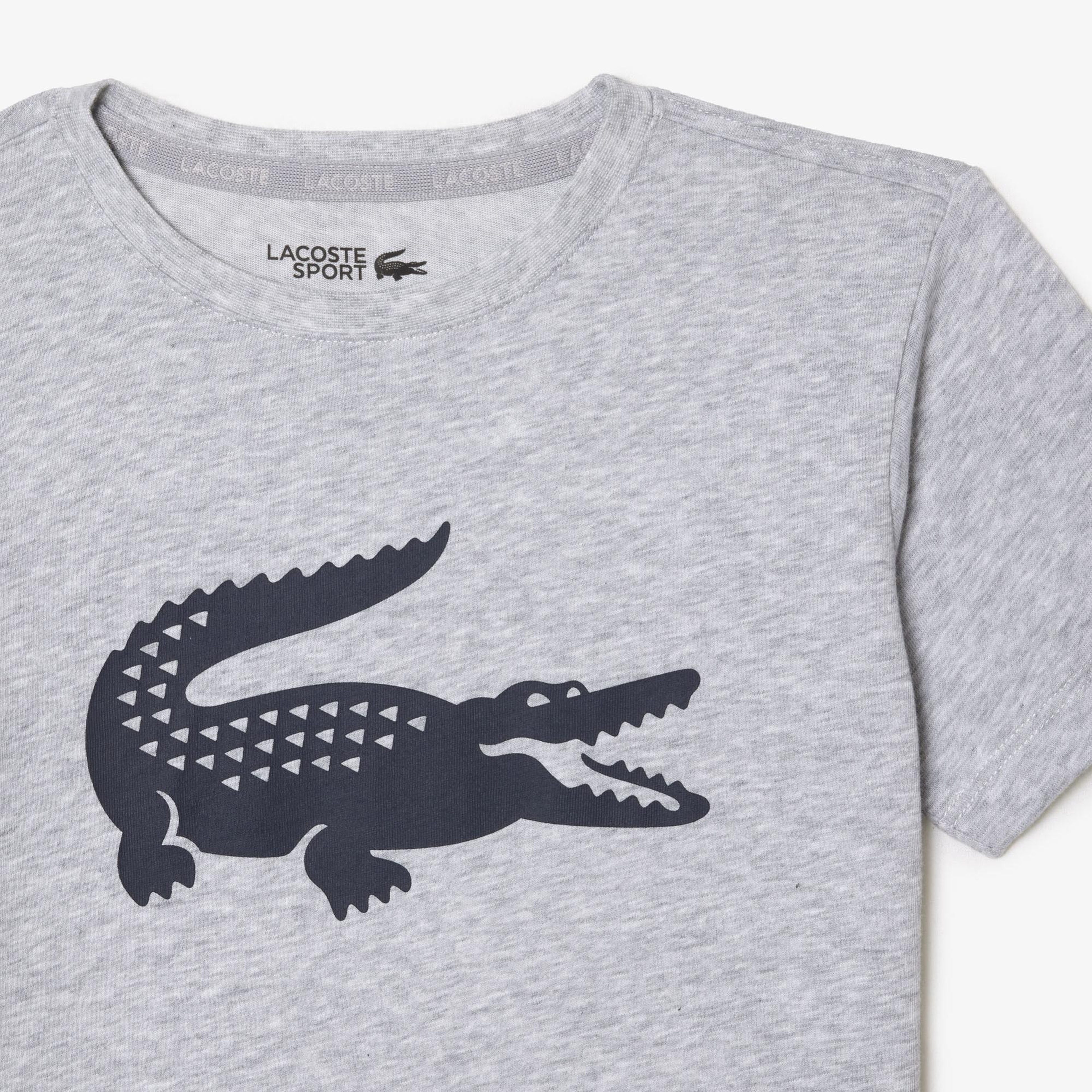 Lacoste Erkek Çocuk Bisiklet Yaka Baskılı Gri T-Shirt
