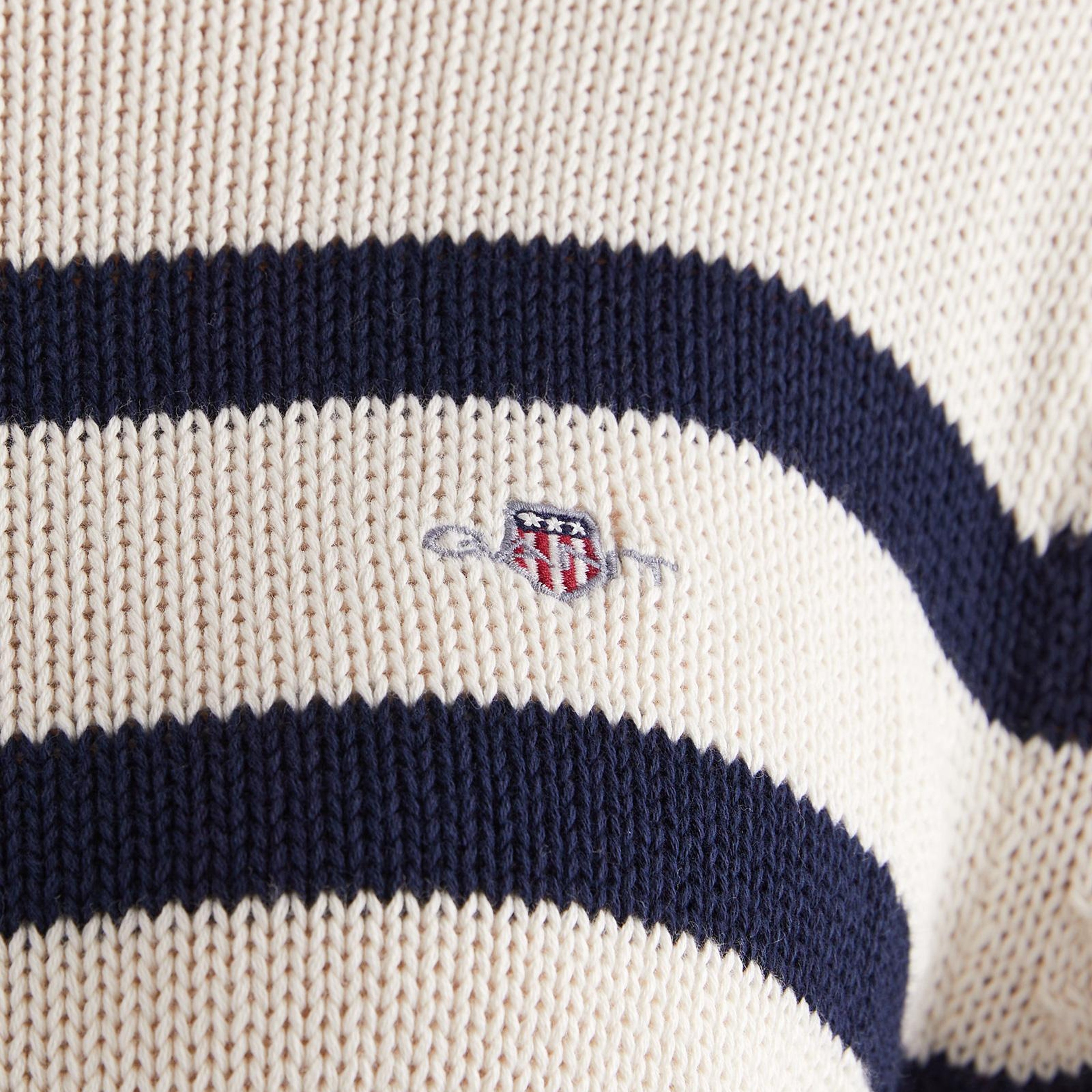 GANT Kadın Krem Oversize Fit Boğazlı Yaka Çizgili Kazak