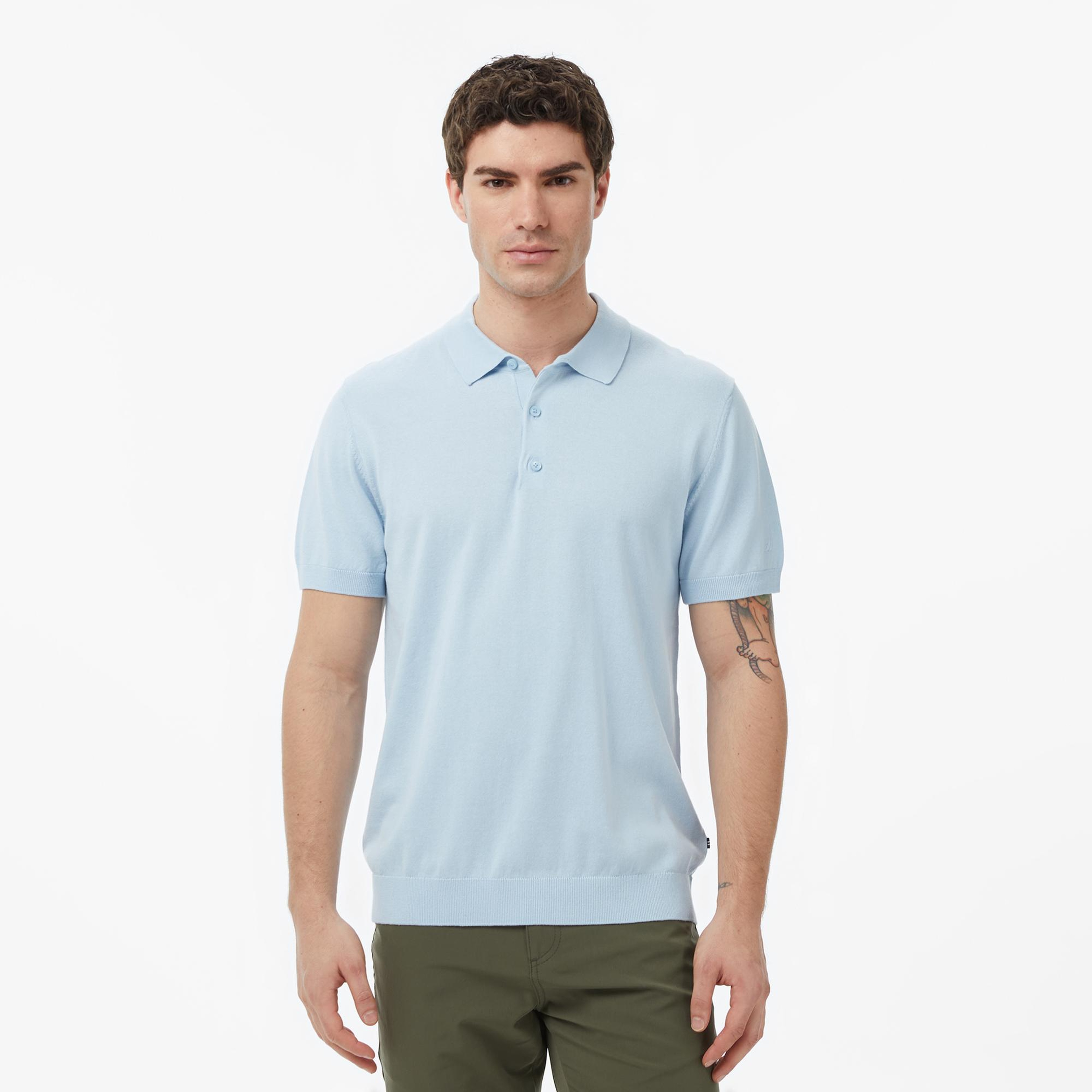 Nautica Erkek Mavi Regular Fit Kısa Kollu Triko