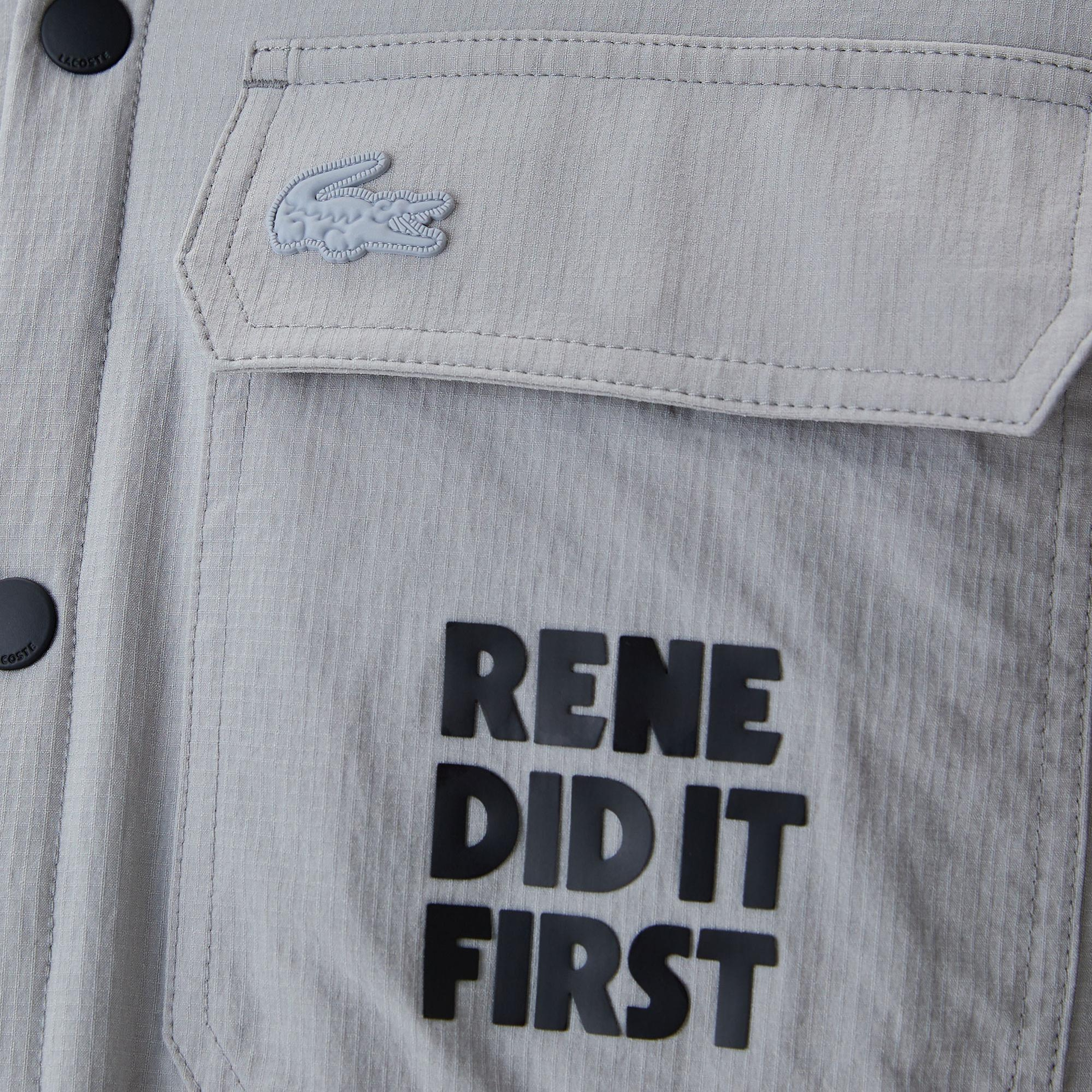 Erkek Regular Fit Baskılı Gri Gömlek