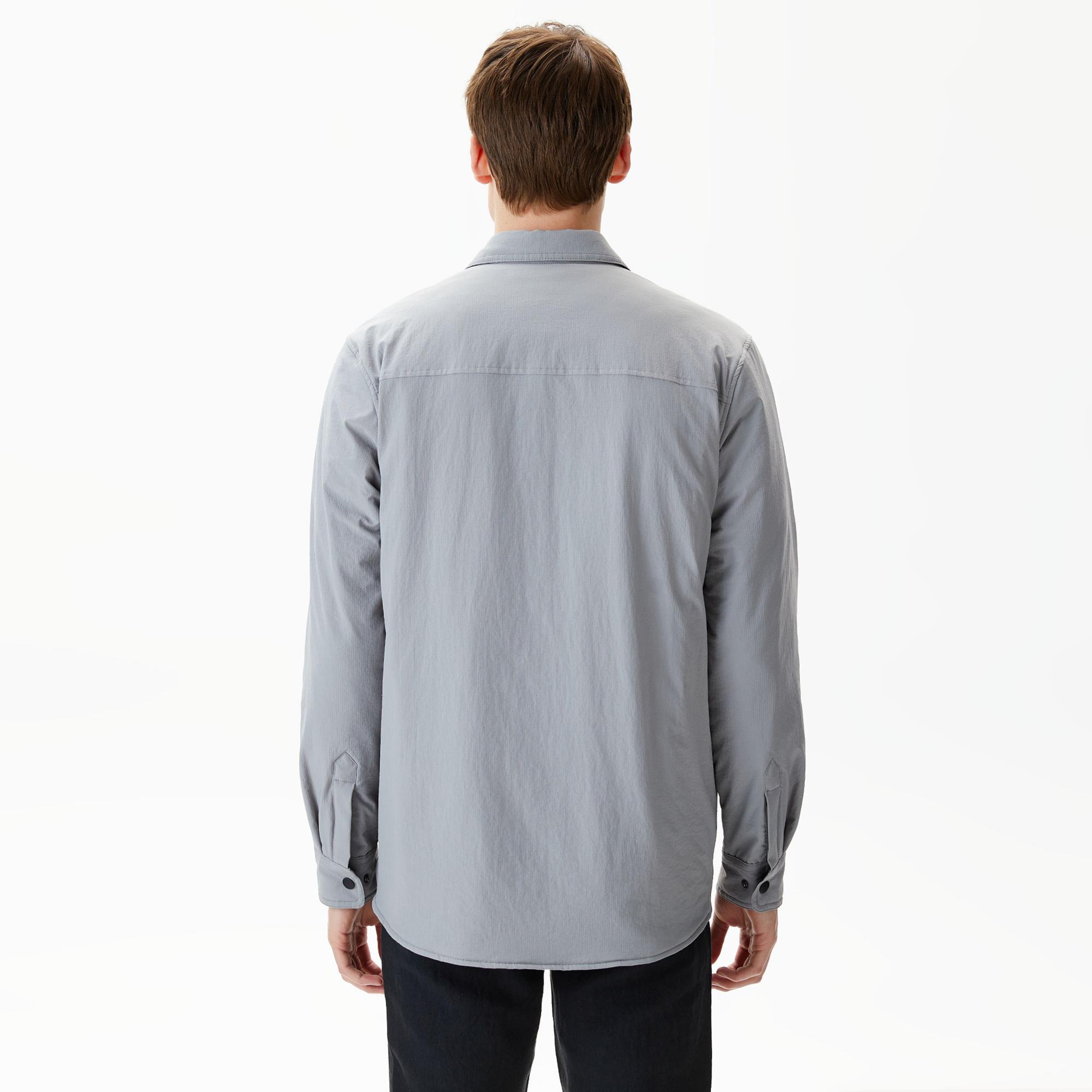 Erkek Regular Fit Baskılı Gri Gömlek