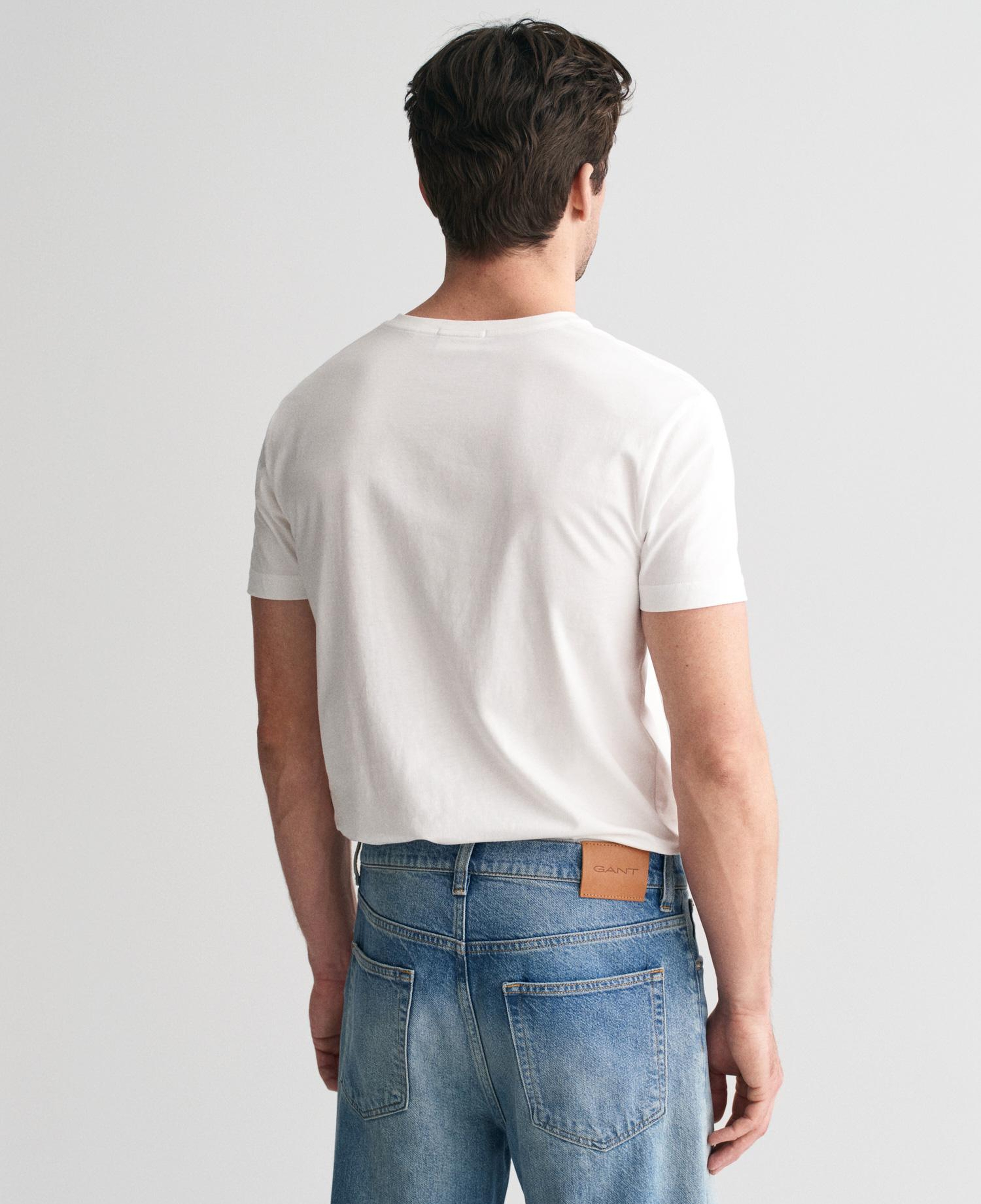 GANT Erkek Beyaz Slim Fit V Yaka T-Shirt