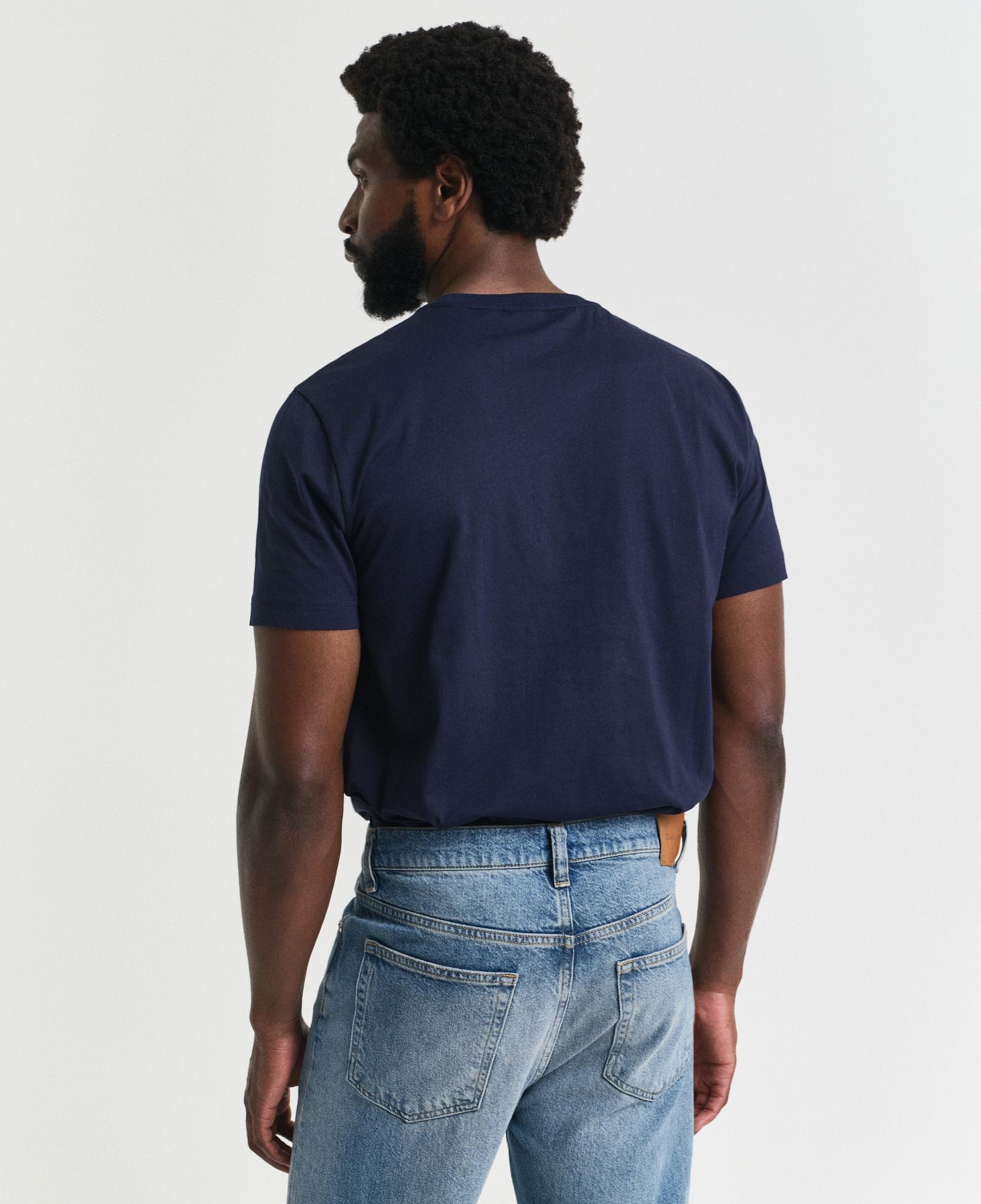 GANT Erkek Lacivert Regular Fit Bisiklet Yaka Logolu T-Shirt