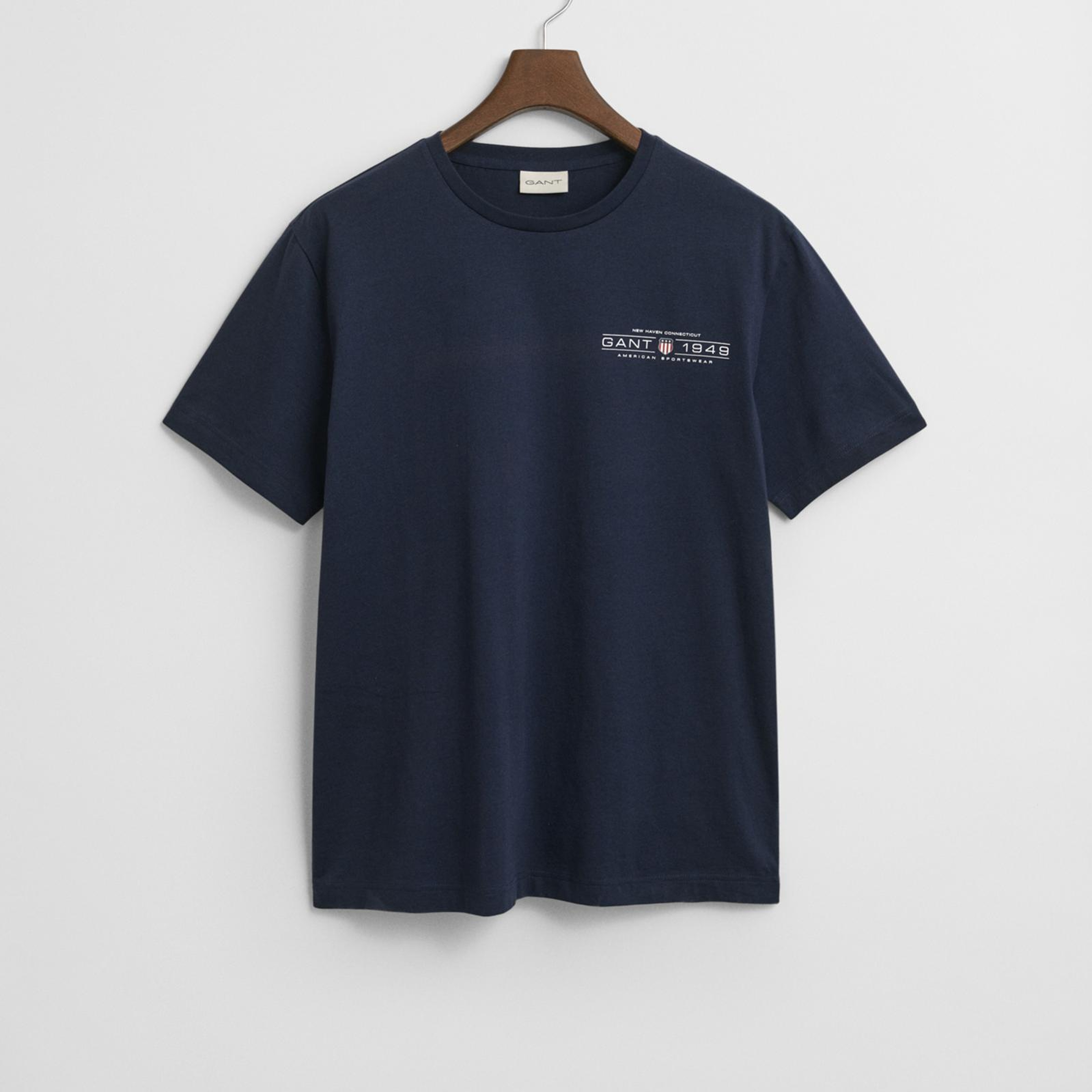 GANT Erkek Lacivert Regular Fit Bisiklet Yaka Logolu T-Shirt