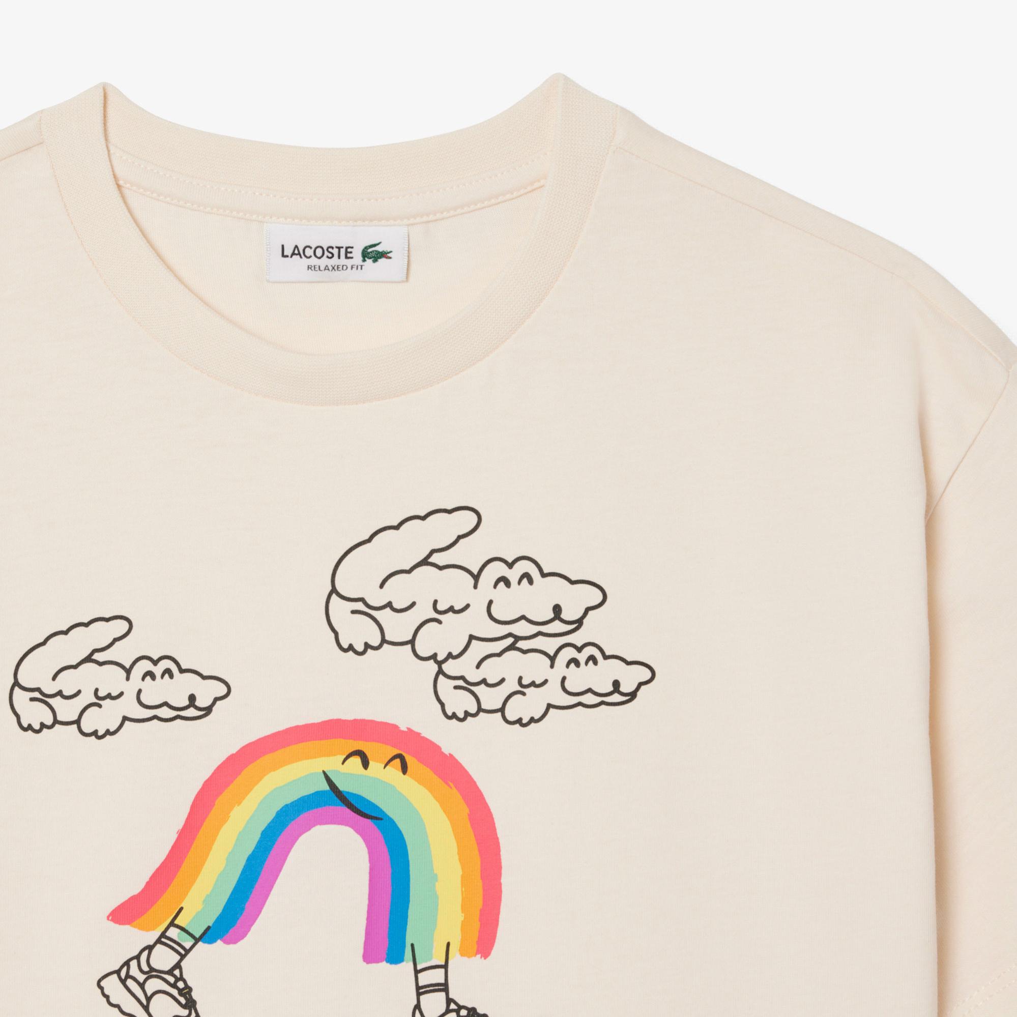 Lacoste Çocuk Bisiklet Yaka Desenli Krem T-Shirt