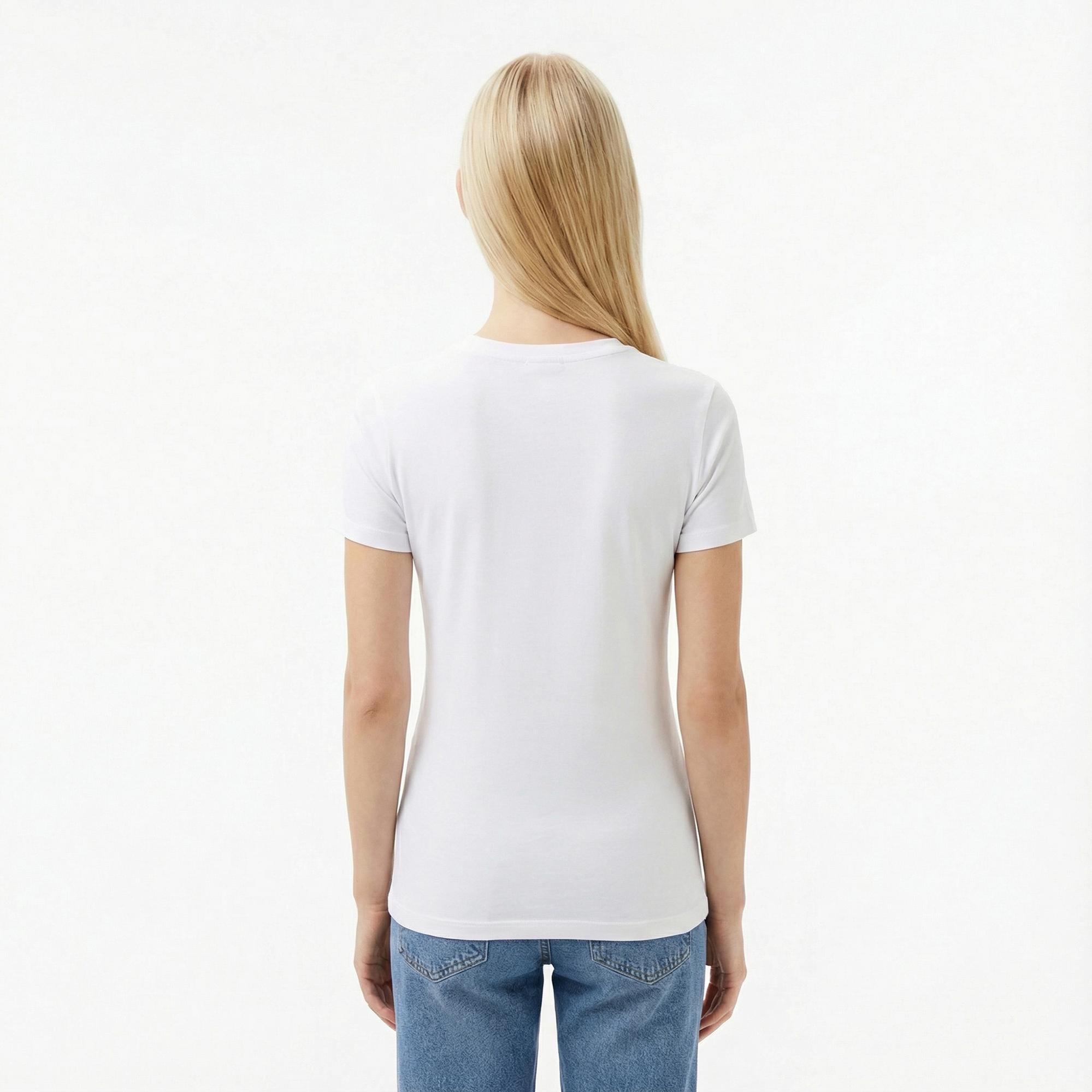 Guess Logo Kadın Beyaz T-Shirt