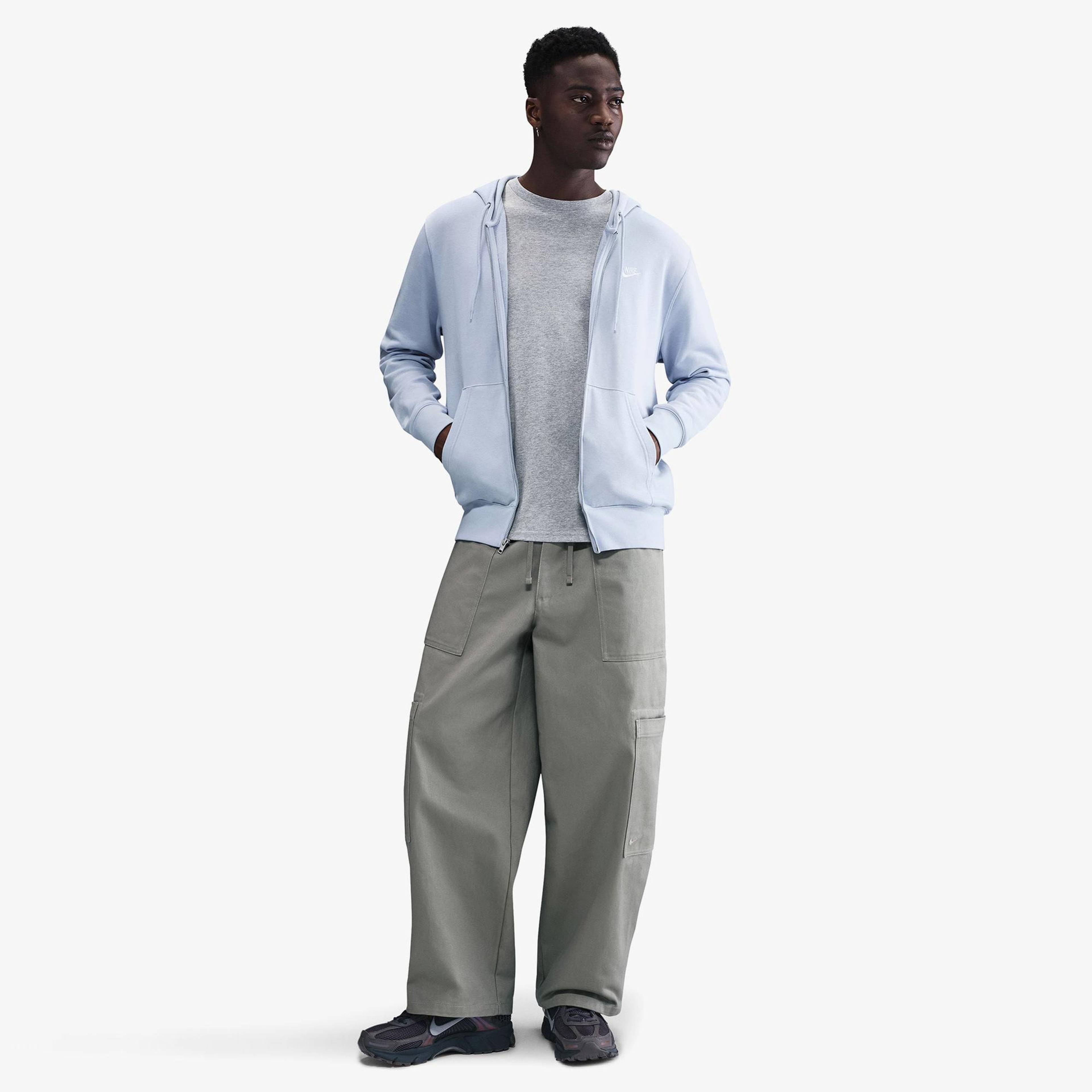 Nike Club Fleece Erkek Gri Hoodie