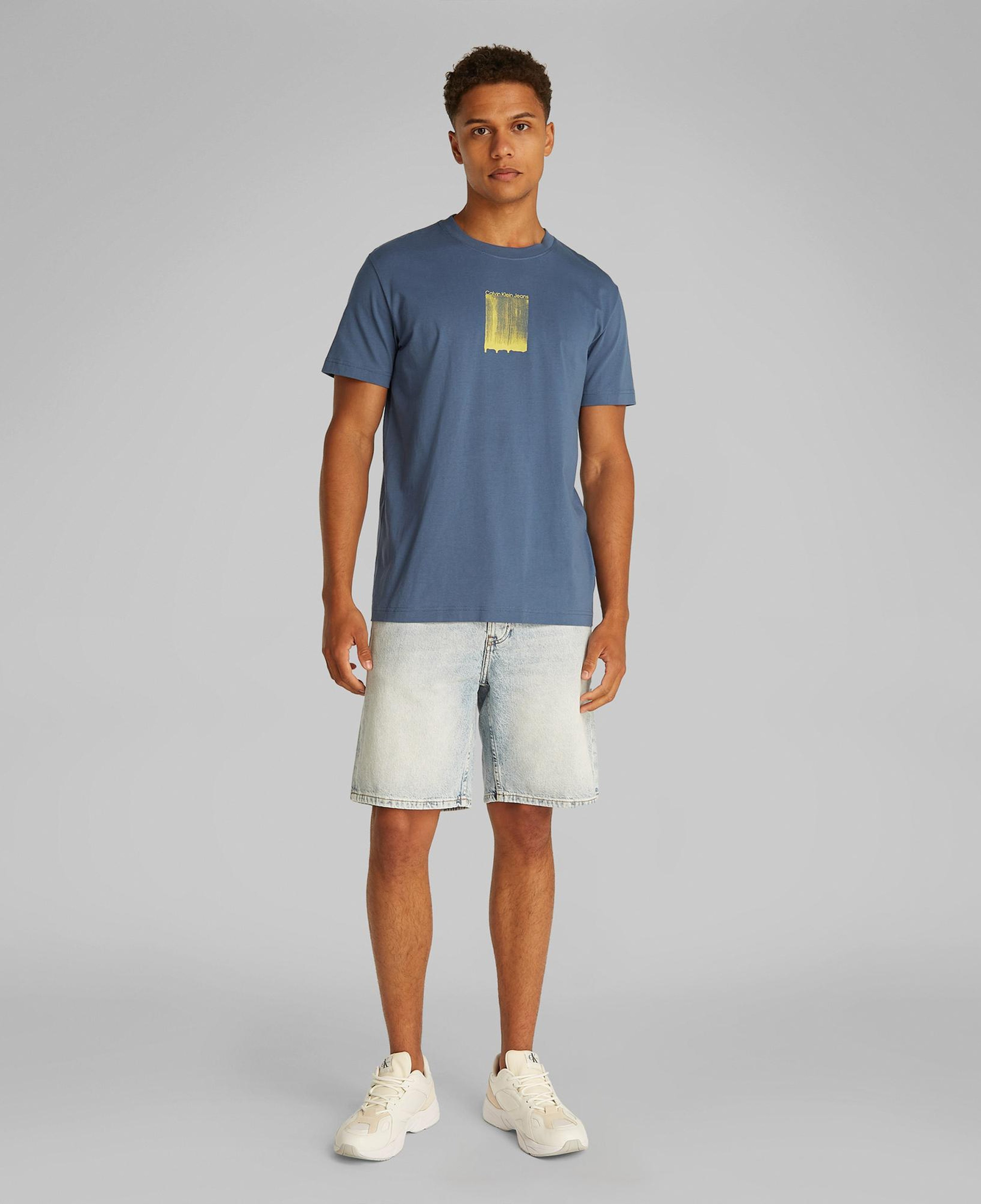Calvin Klein Brush Stroke Graphic Erkek Mavi T-Shirt