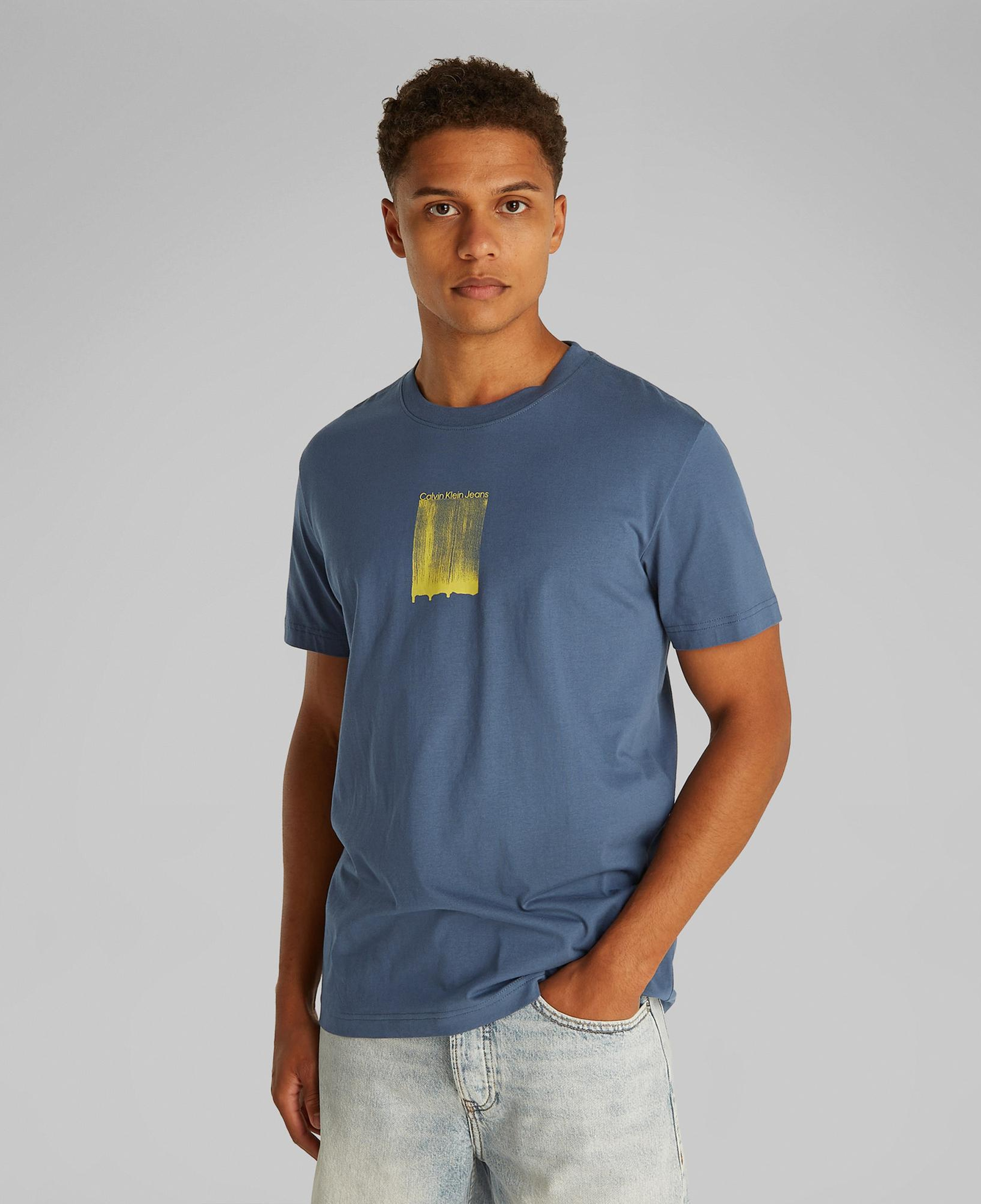 Calvin Klein Brush Stroke Graphic Erkek Mavi T-Shirt