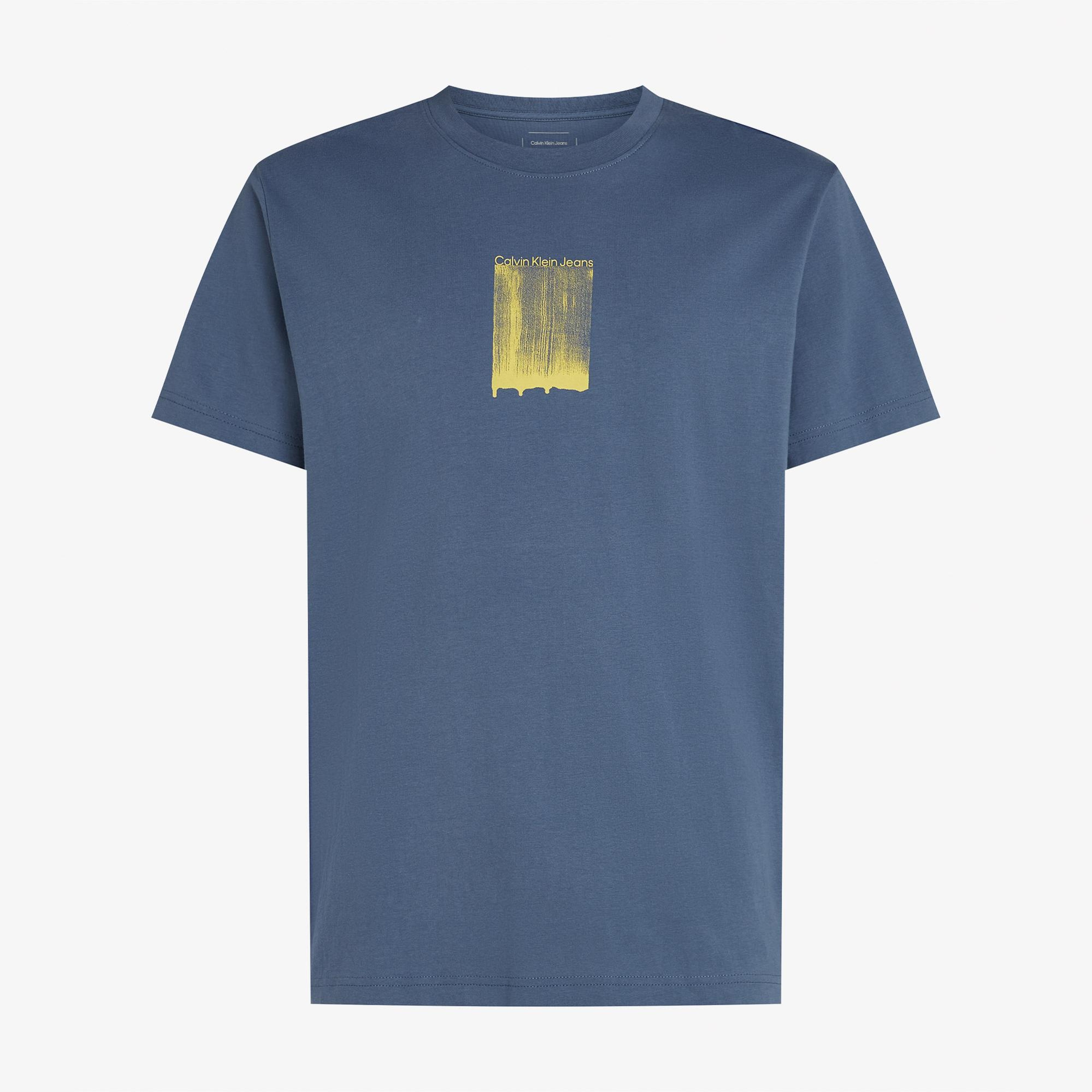 Calvin Klein Brush Stroke Graphic Erkek Mavi T-Shirt