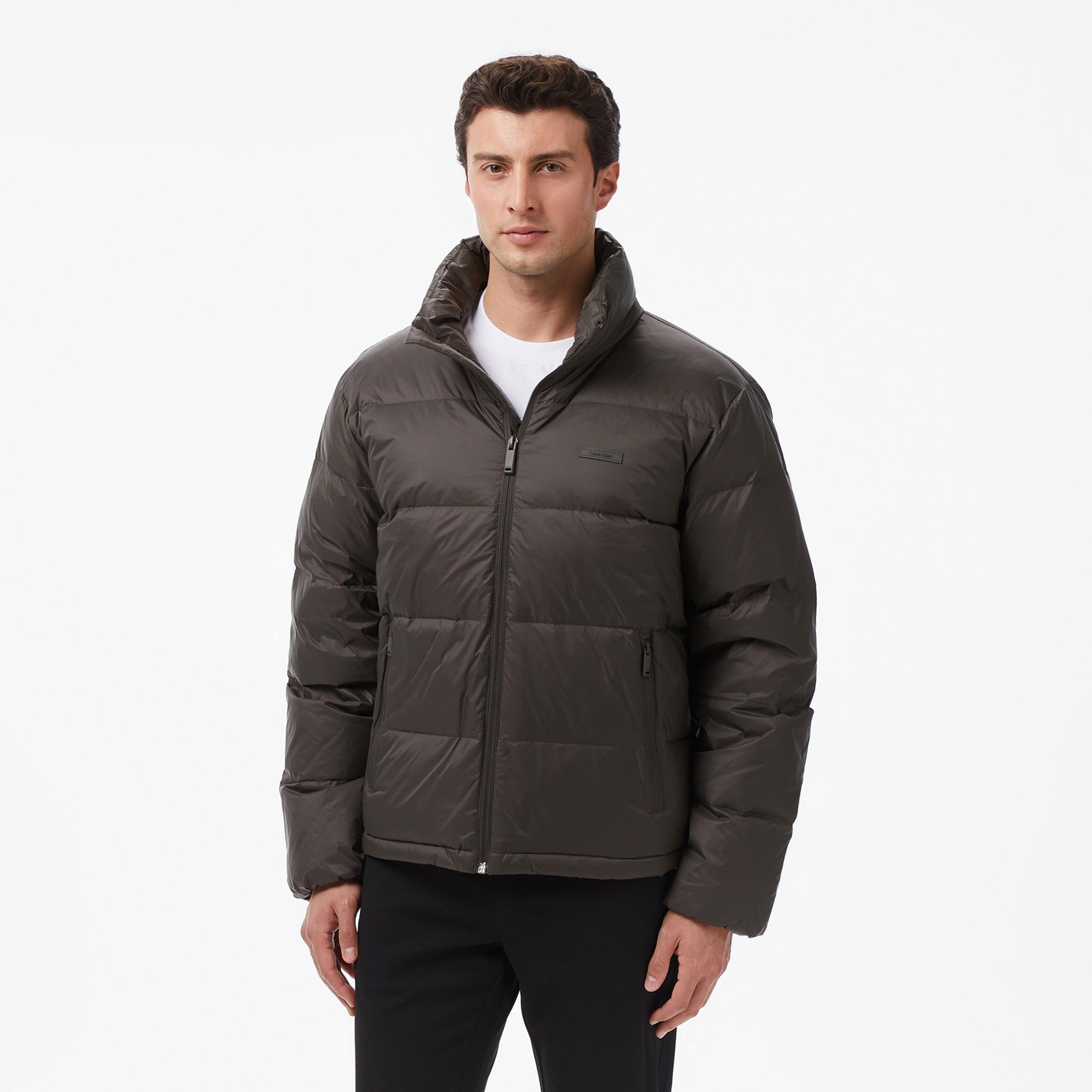 Calvin Klein Nylon Down Puffer Erkek Gri Mont