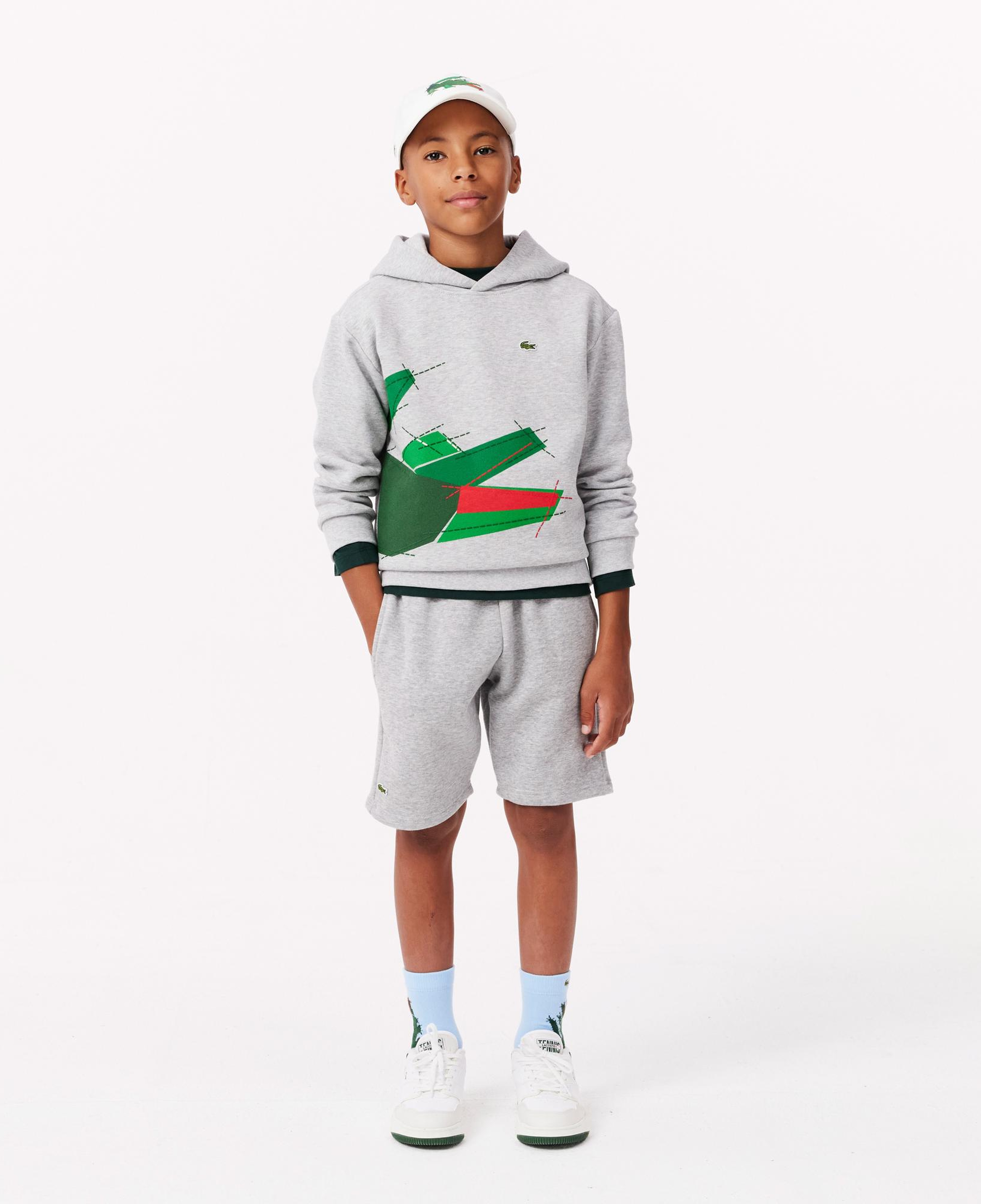 Lacoste Çocuk Kapüşonlu Baskılı Gri Sweatshirt