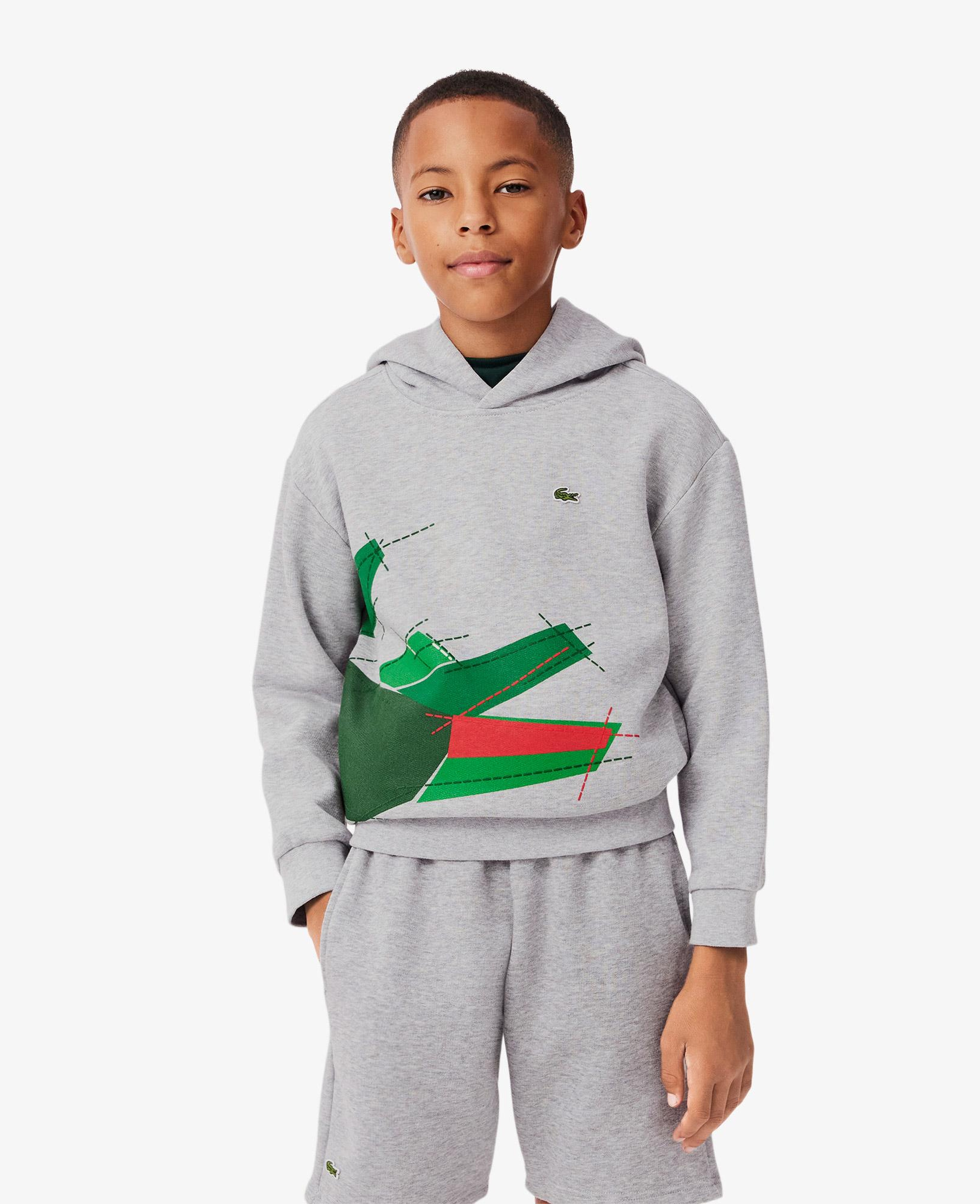 Lacoste Çocuk Kapüşonlu Baskılı Gri Sweatshirt