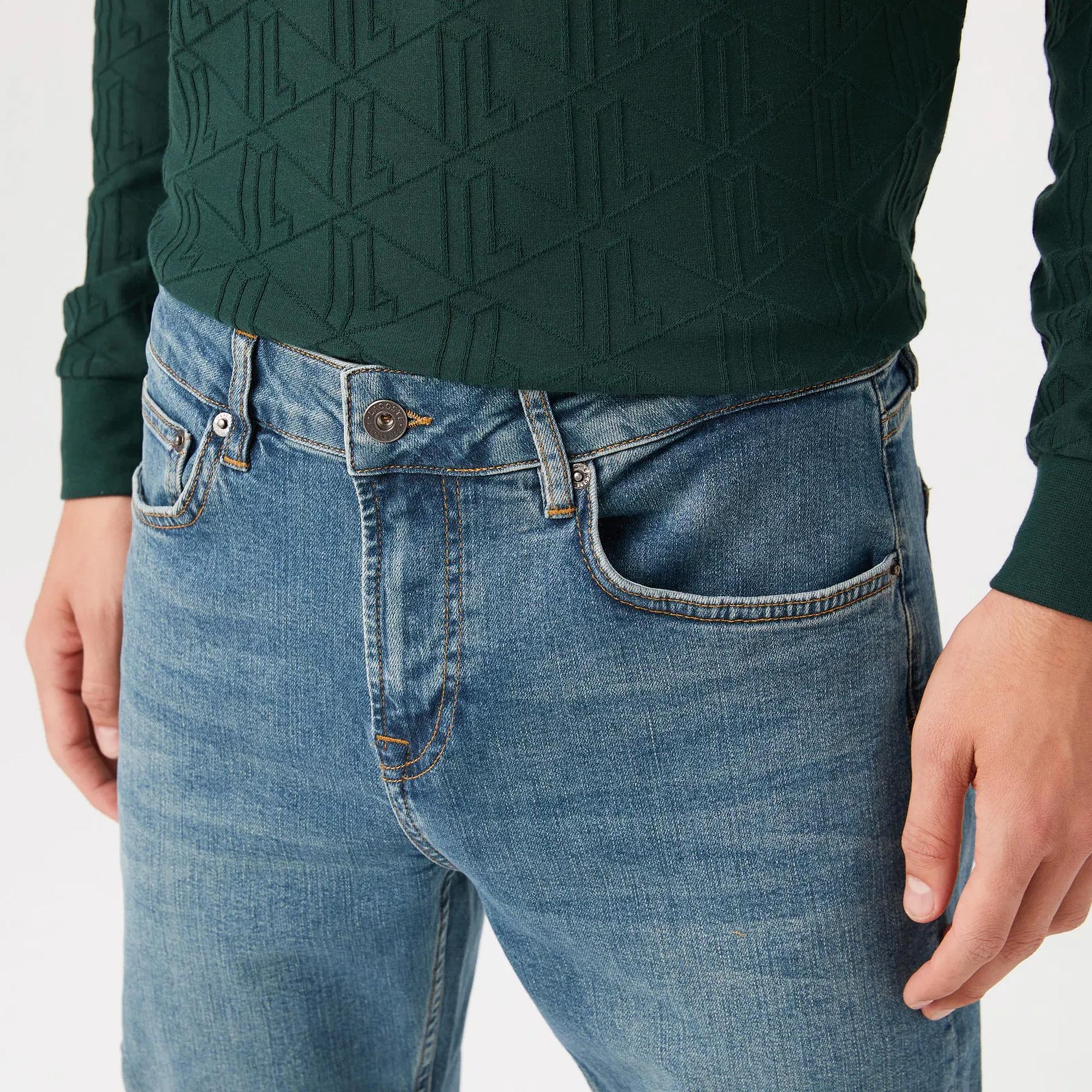 Lacoste Erkek Slim Fit Mavi Jean Pantolon