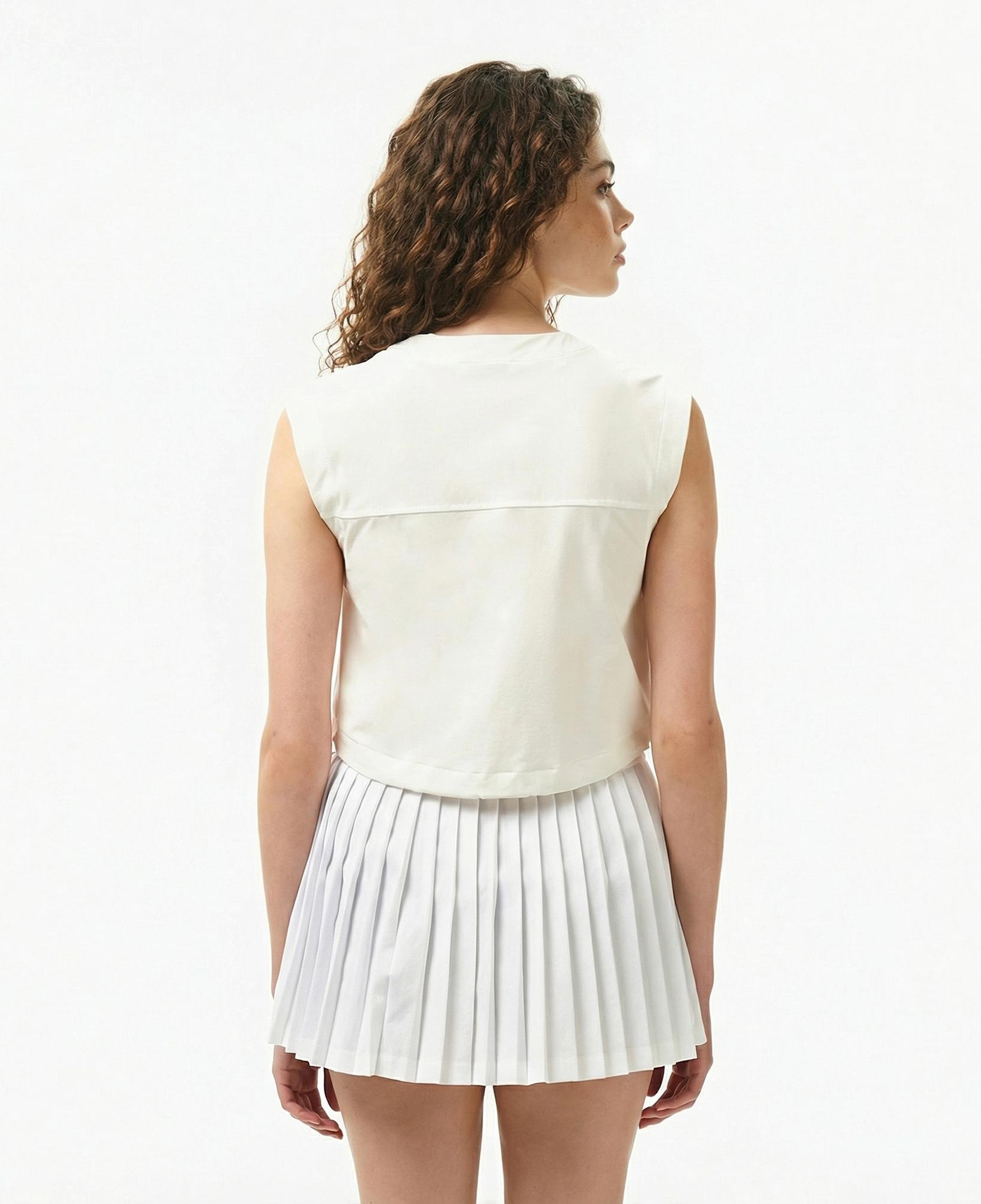 Lacoste Kadın Regular Fit Kolsuz Fermuarlı Beyaz Gömlek
