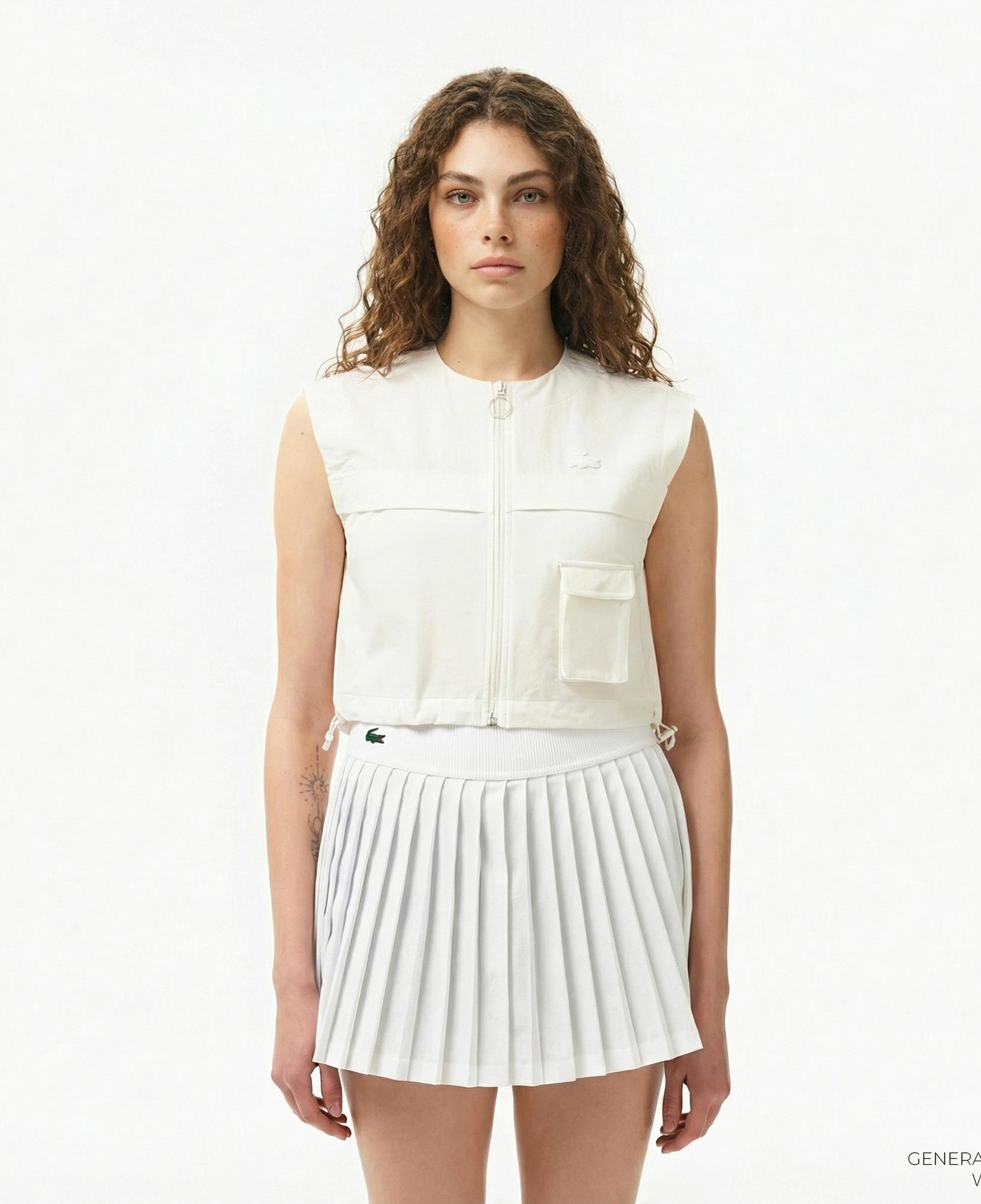 Lacoste Kadın Regular Fit Kolsuz Fermuarlı Beyaz Gömlek