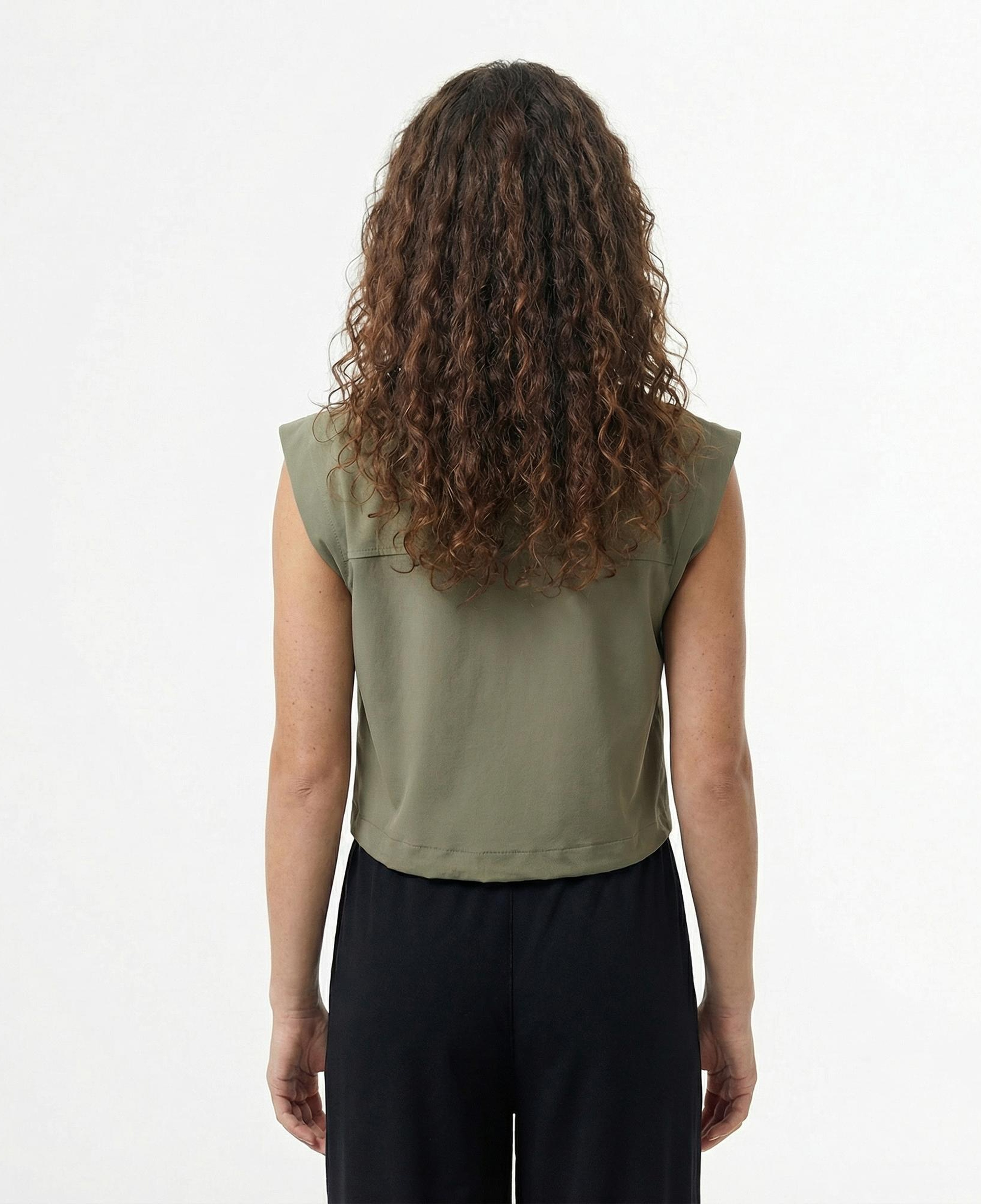 Lacoste Kadın Regular Fit Kolsuz Fermuarlı Haki Gömlek