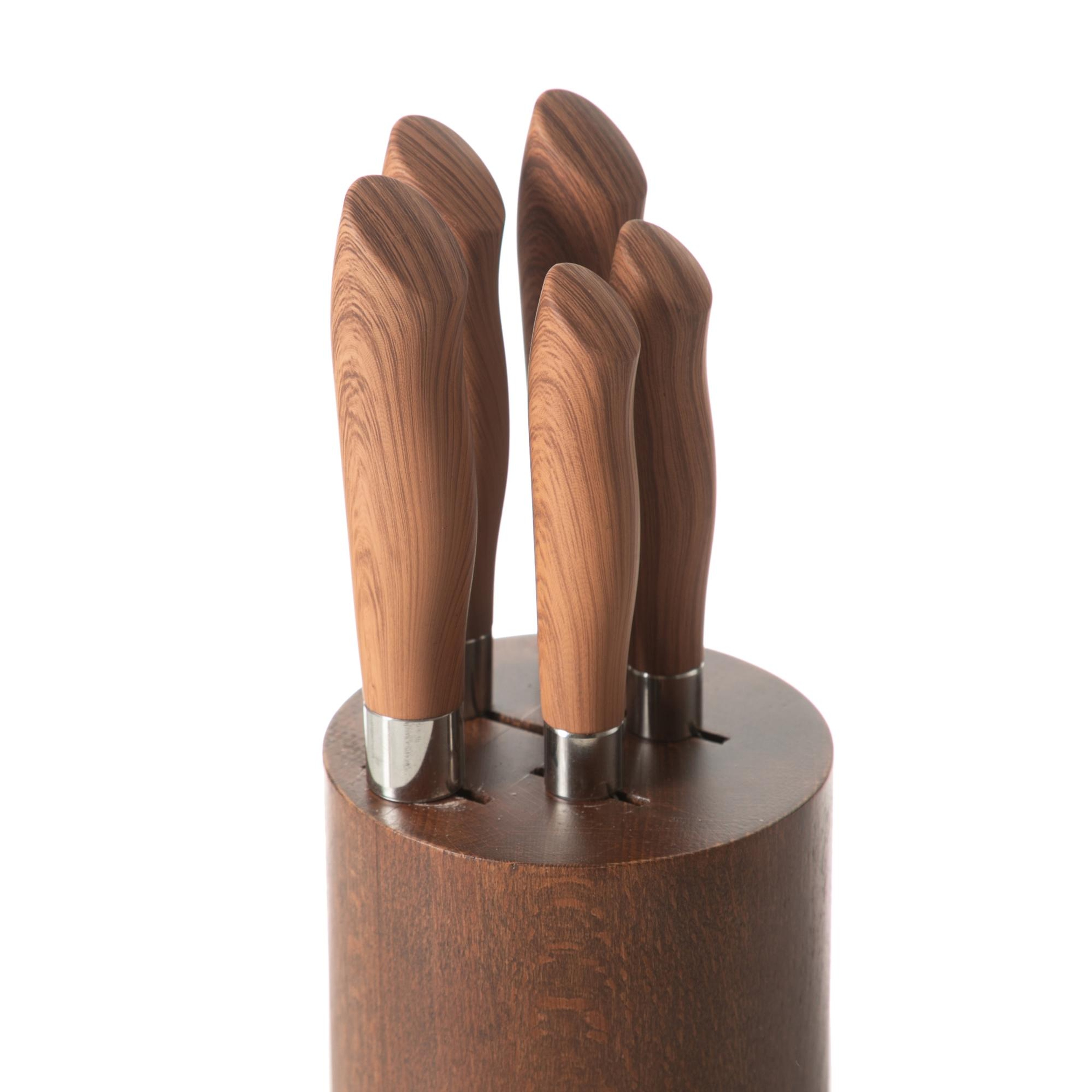 AHŞAP BLOK 5'Lİ BIÇAK SETİ