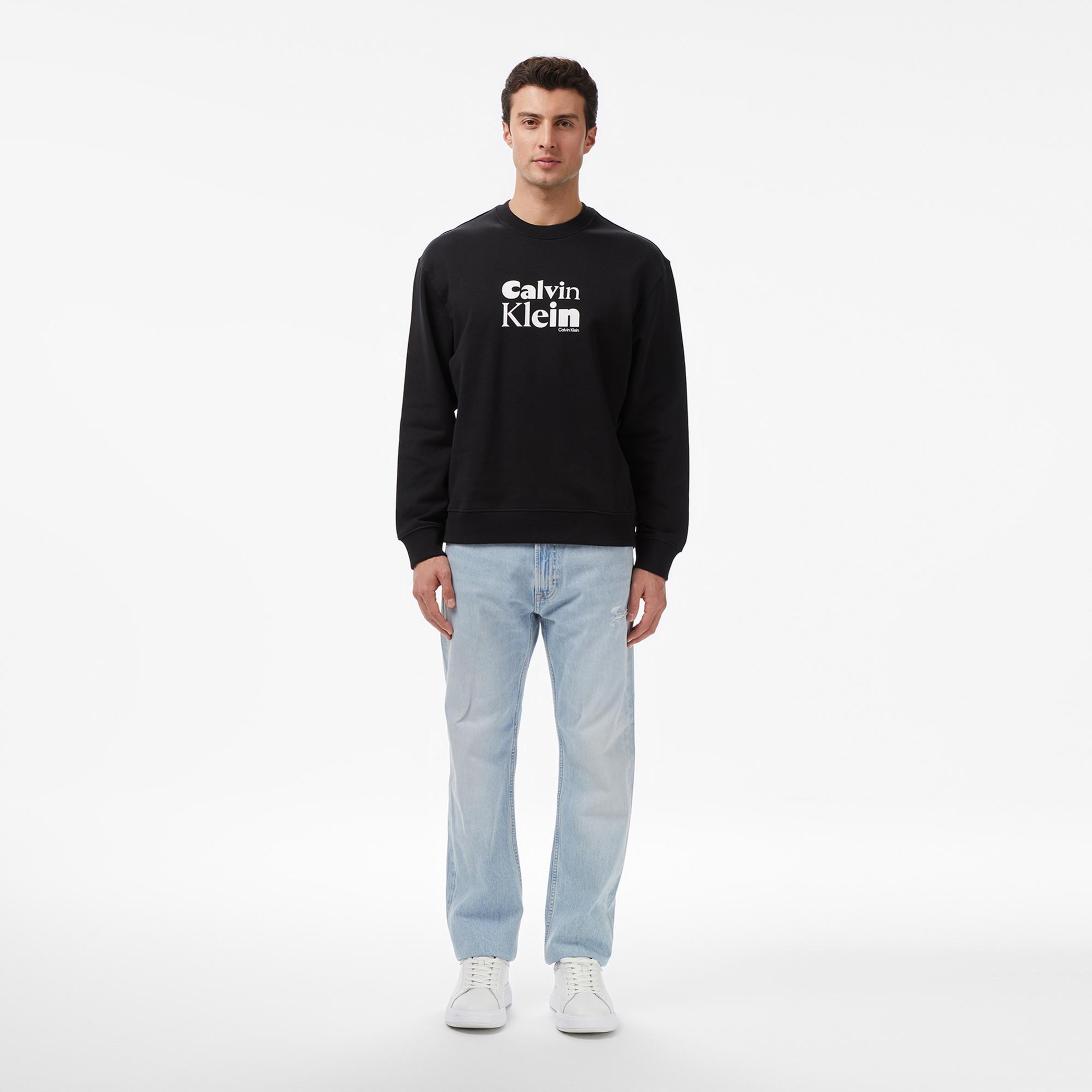 Calvin Klein Terry Bold Graph Erkek Siyah Sweatshirt