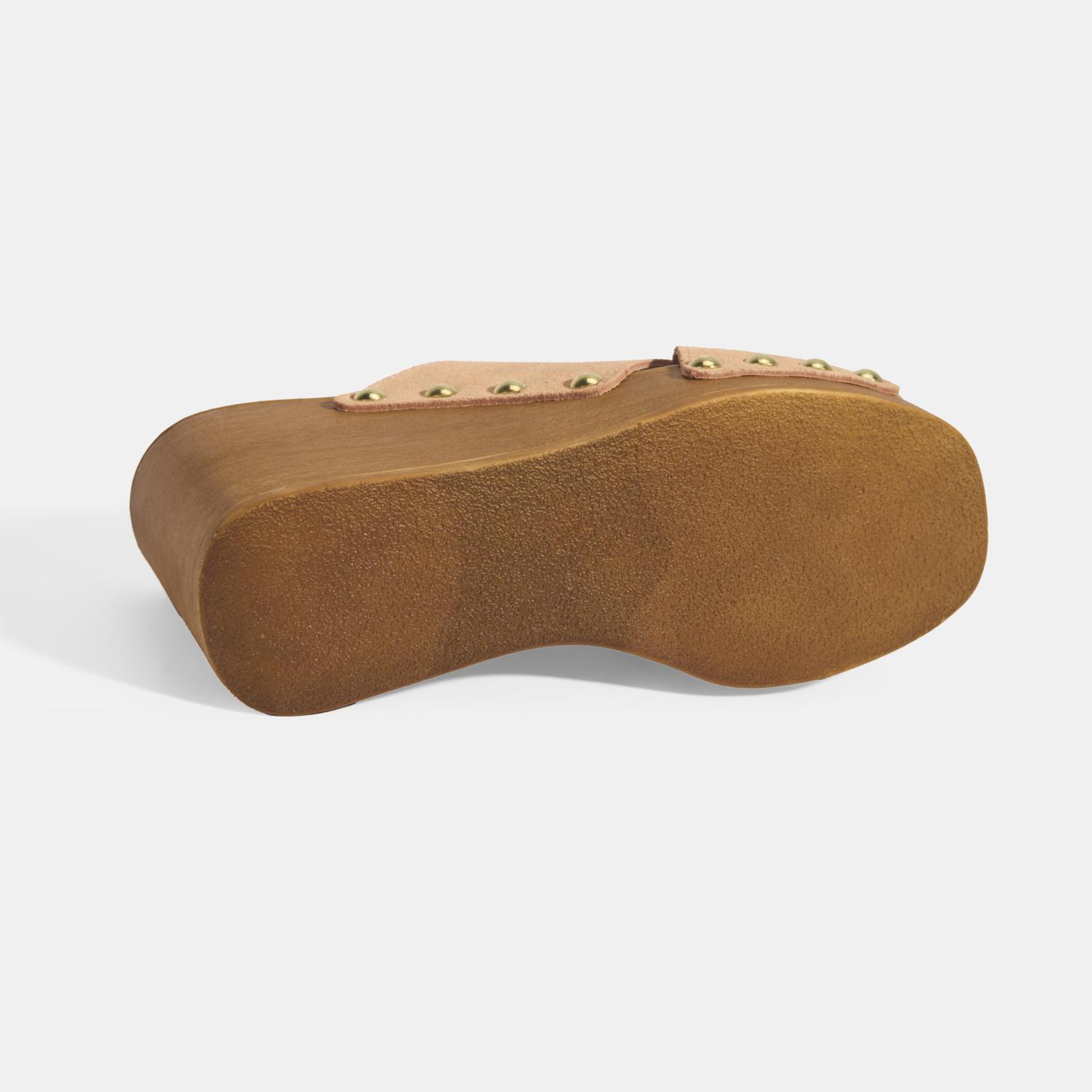 Kadın Pudra Zımba Detaylı Süet Dolgu Topuklu Terlik