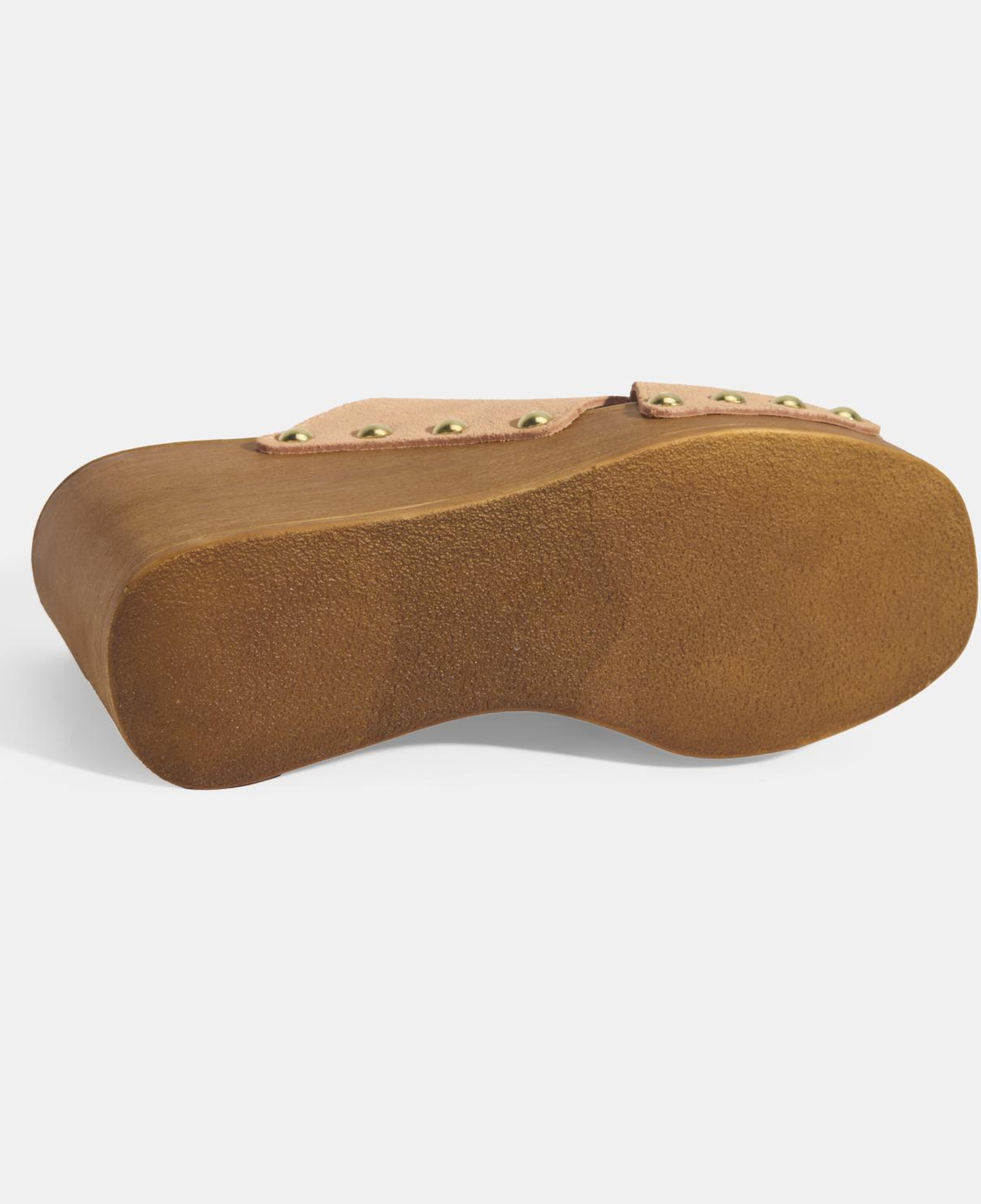 Kadın Pudra Zımba Detaylı Süet Dolgu Topuklu Terlik