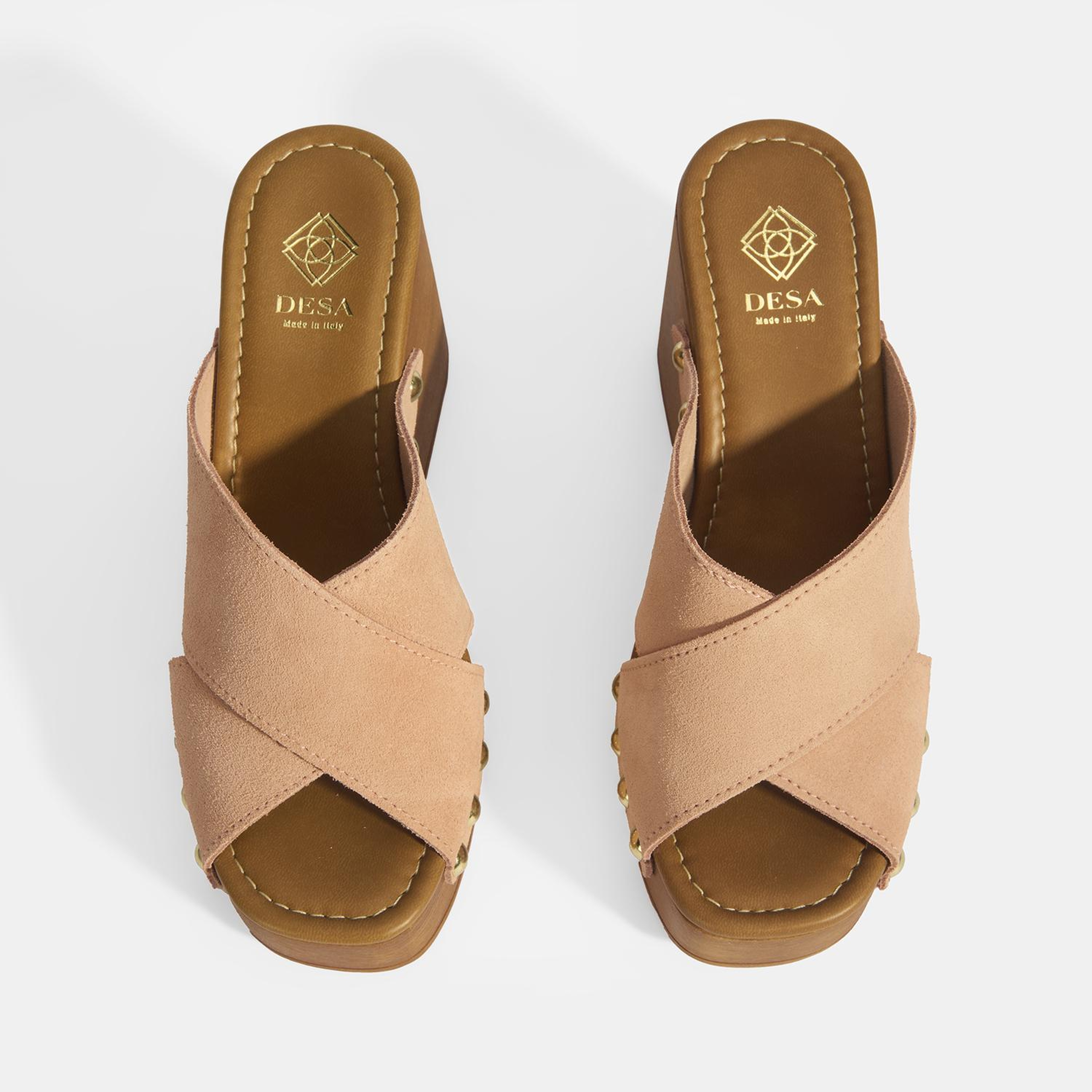 Kadın Pudra Zımba Detaylı Süet Dolgu Topuklu Terlik