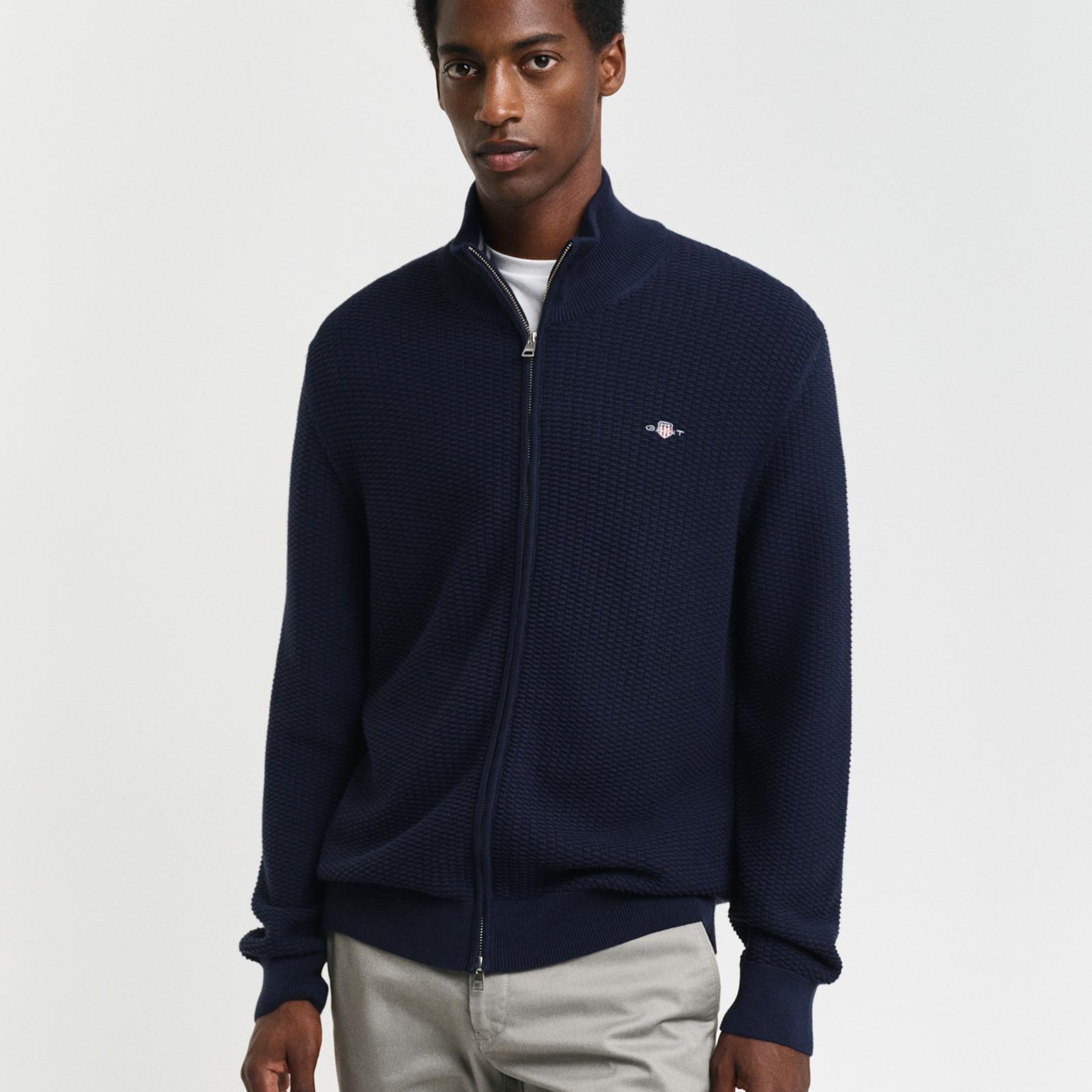 GANT Erkek Lacivert Regular Fit Fermuarlı Hırka