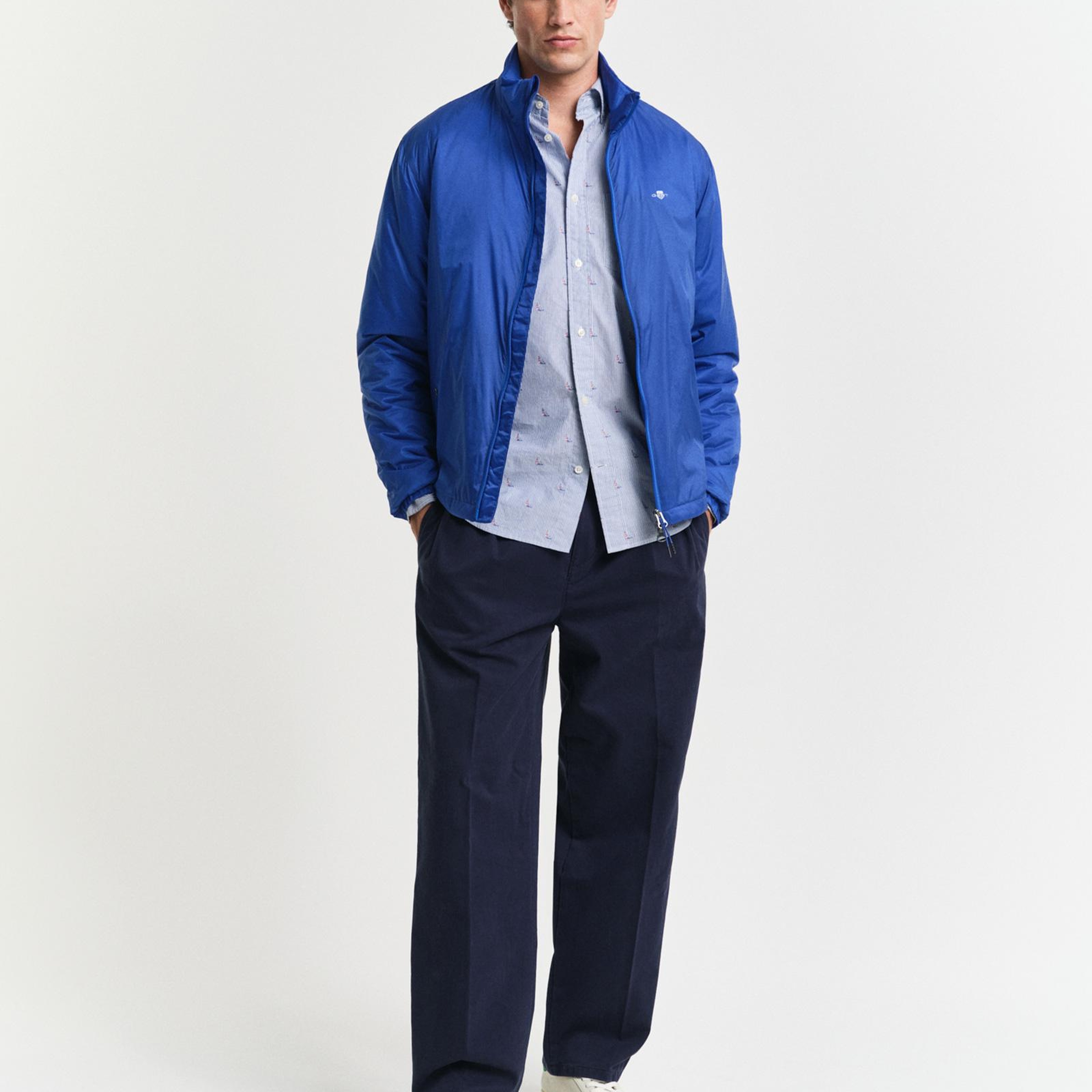 GANT Erkek Mavi Regular Fit Düğmeli Yaka Çizgili Gömlek