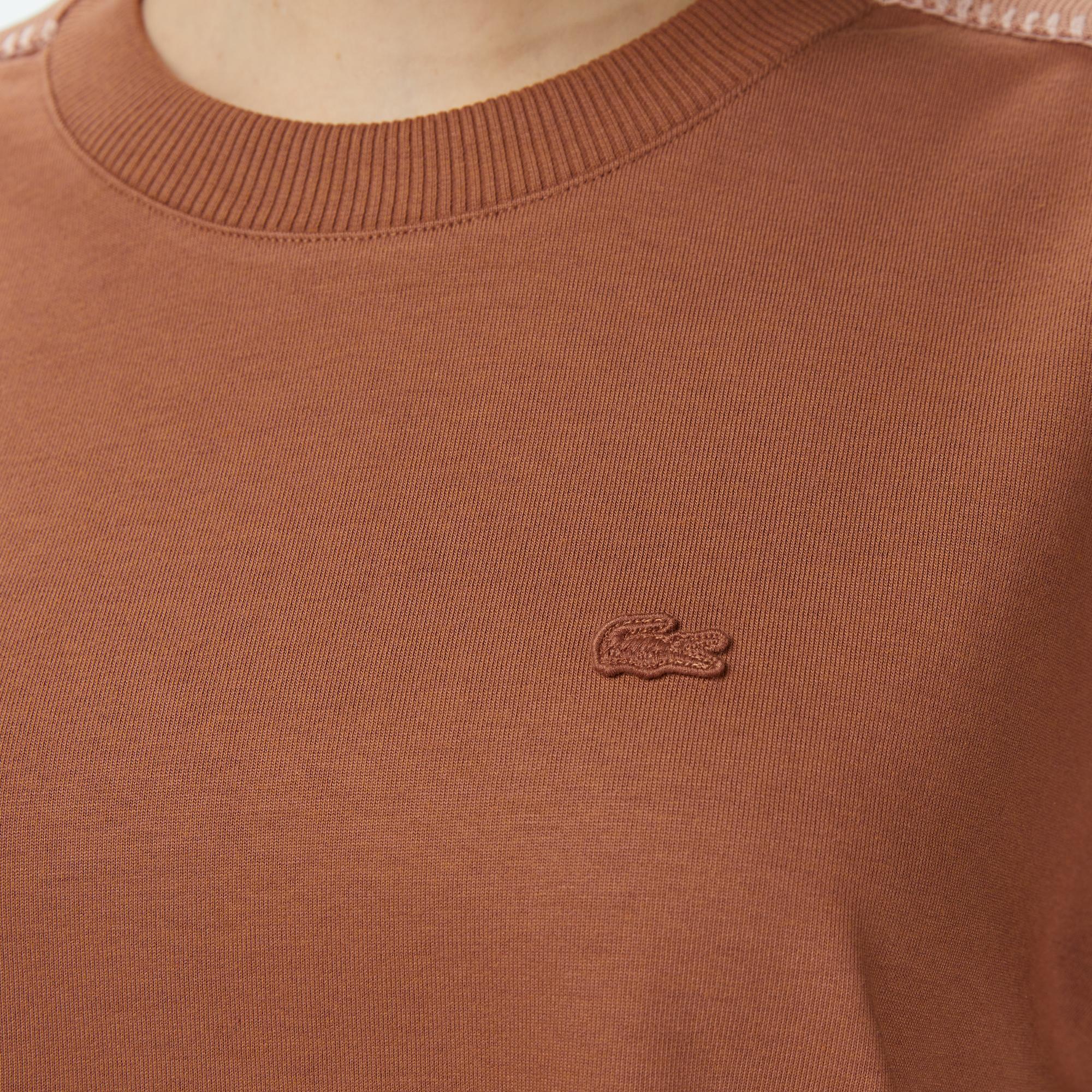 Lacoste Kadın Loose Fit Bisiklet Yaka Kahverengi T-Shirt