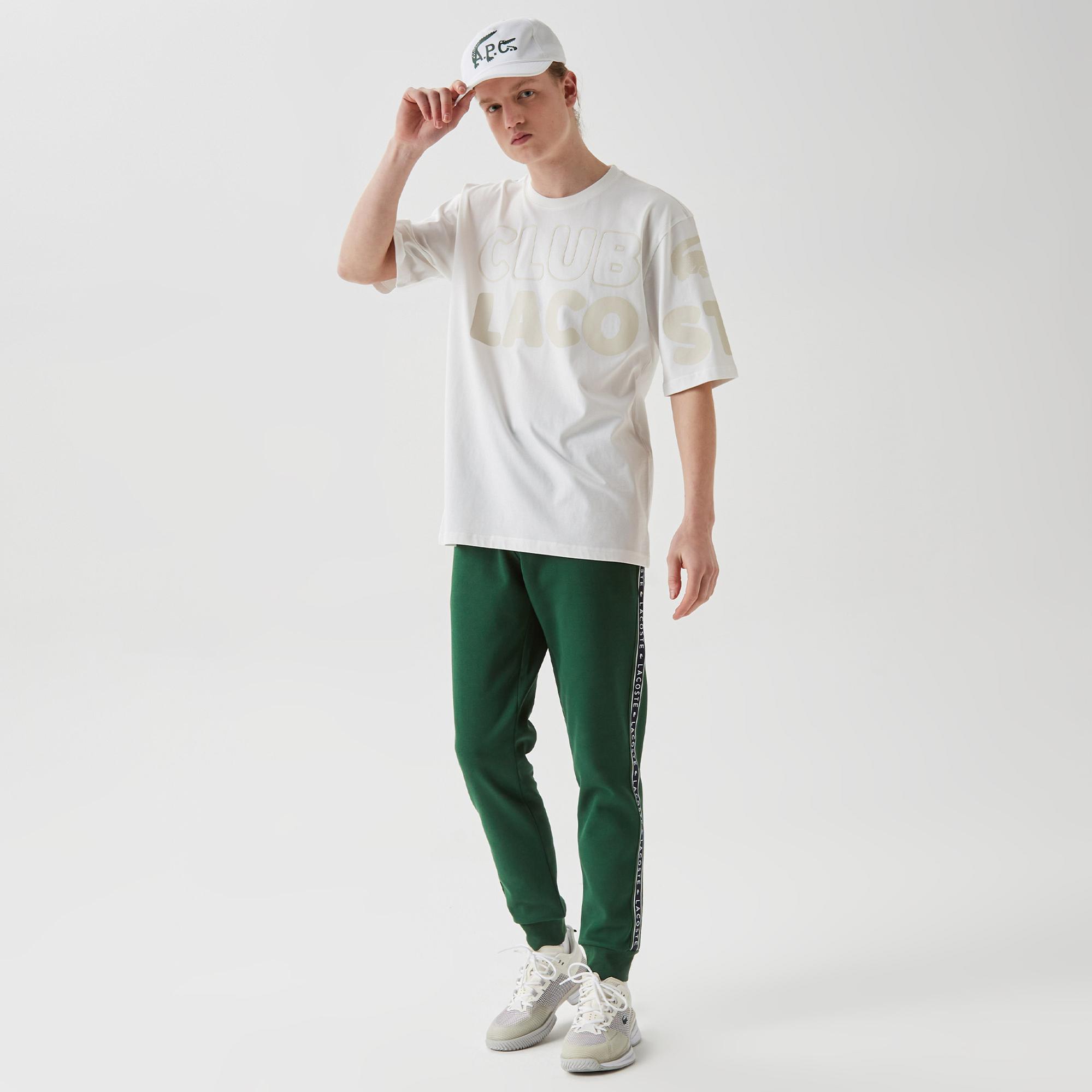 Lacoste Erkek Relaxed Fit Bisiklet Yaka  Baskılı Beyaz T-Shirt