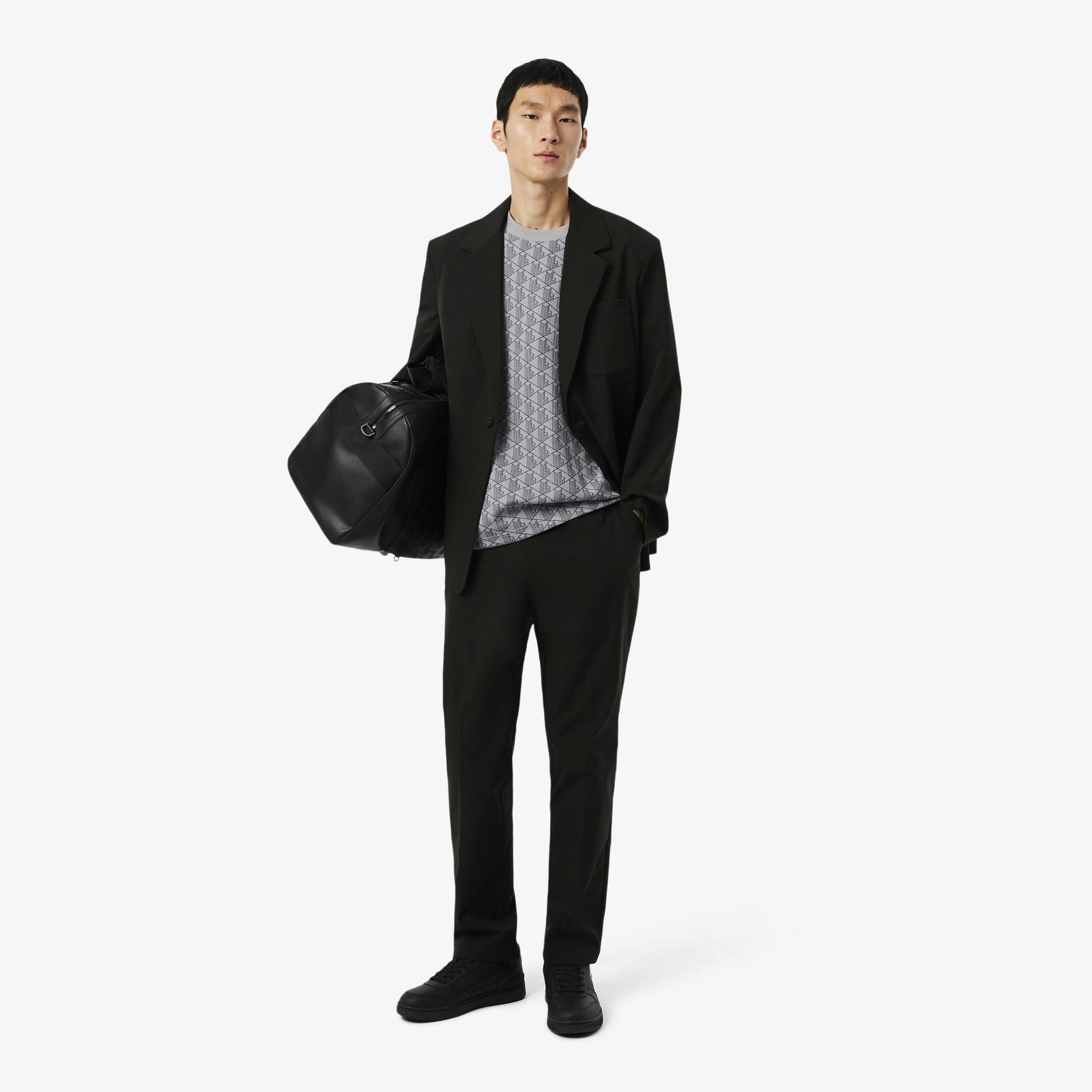 Lacoste Erkek Classic Fit Bisiklet Yaka Monogram Gri T-Shirt