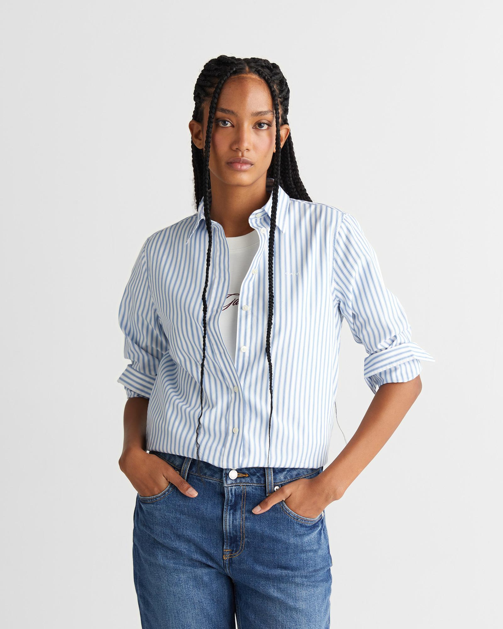 GANT Kadın Mavi Regular Fit Düğmeli Gömlek