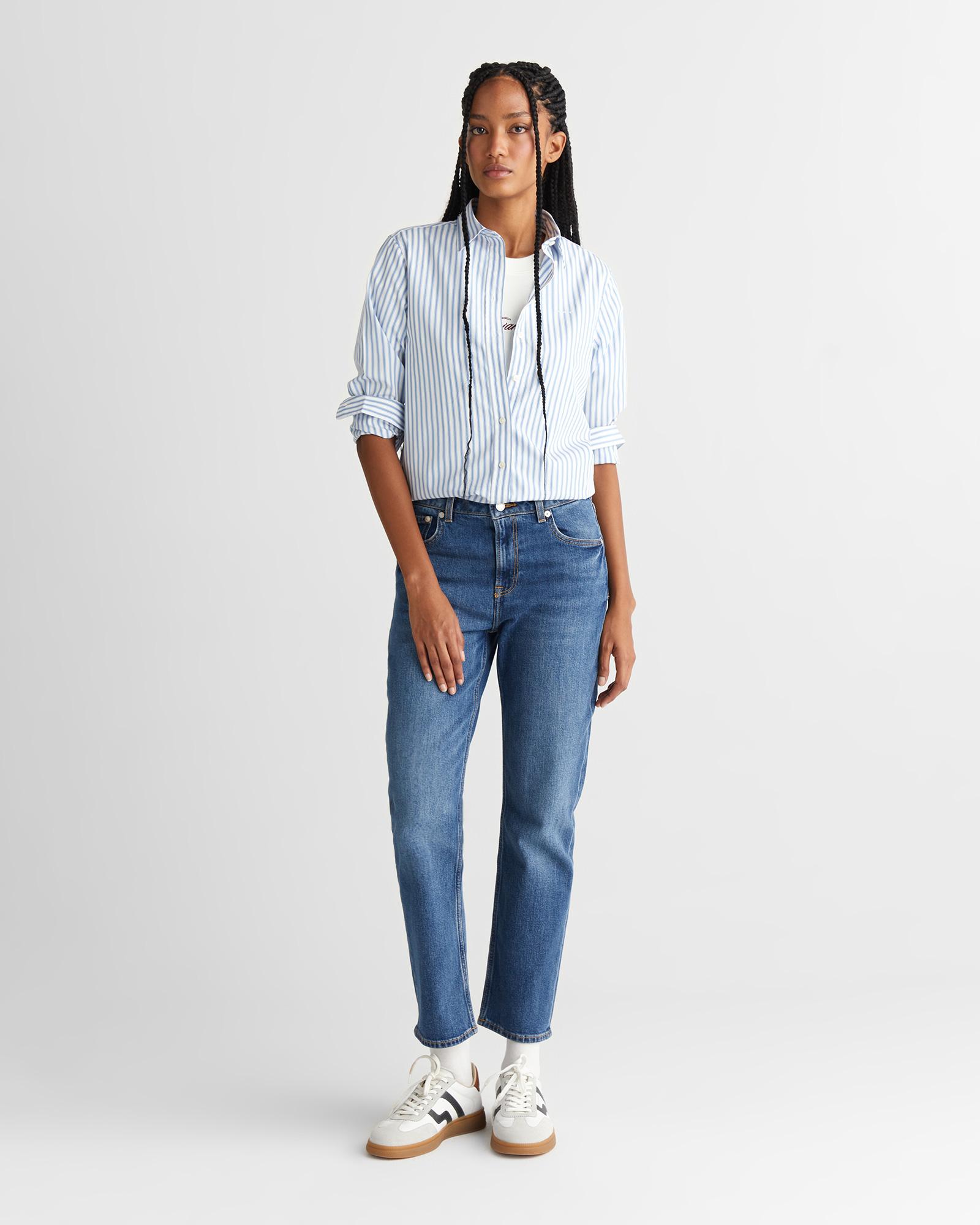 GANT Kadın Mavi Regular Fit Düğmeli Gömlek