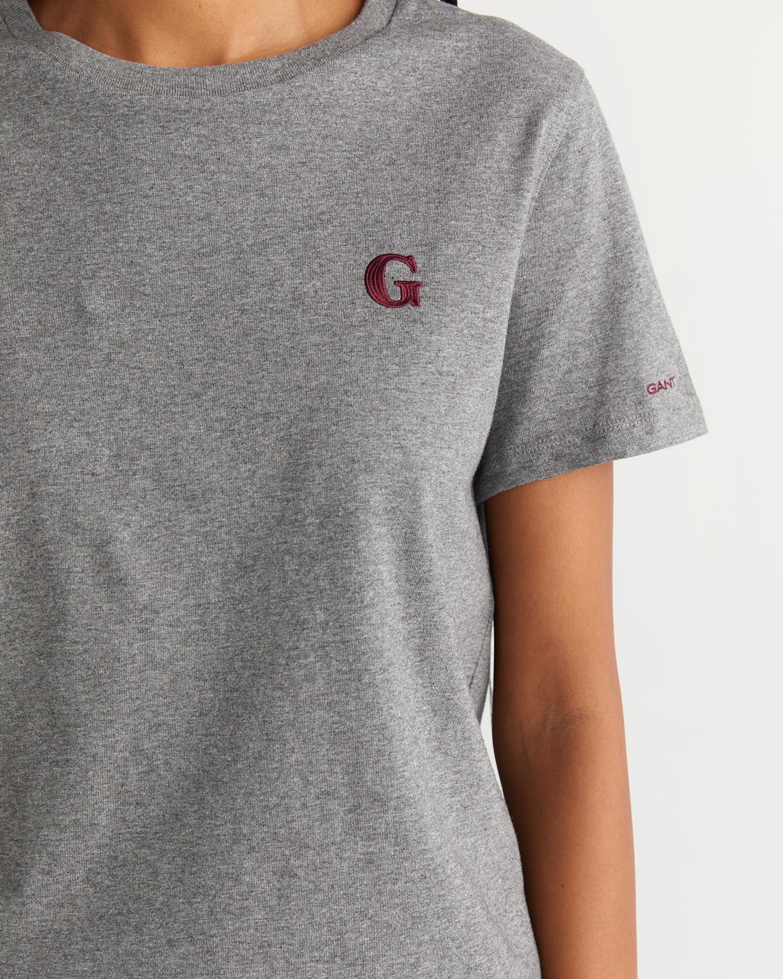 GANT Kadın Gri Regular Fit Bisiklet Yaka T-Shirt