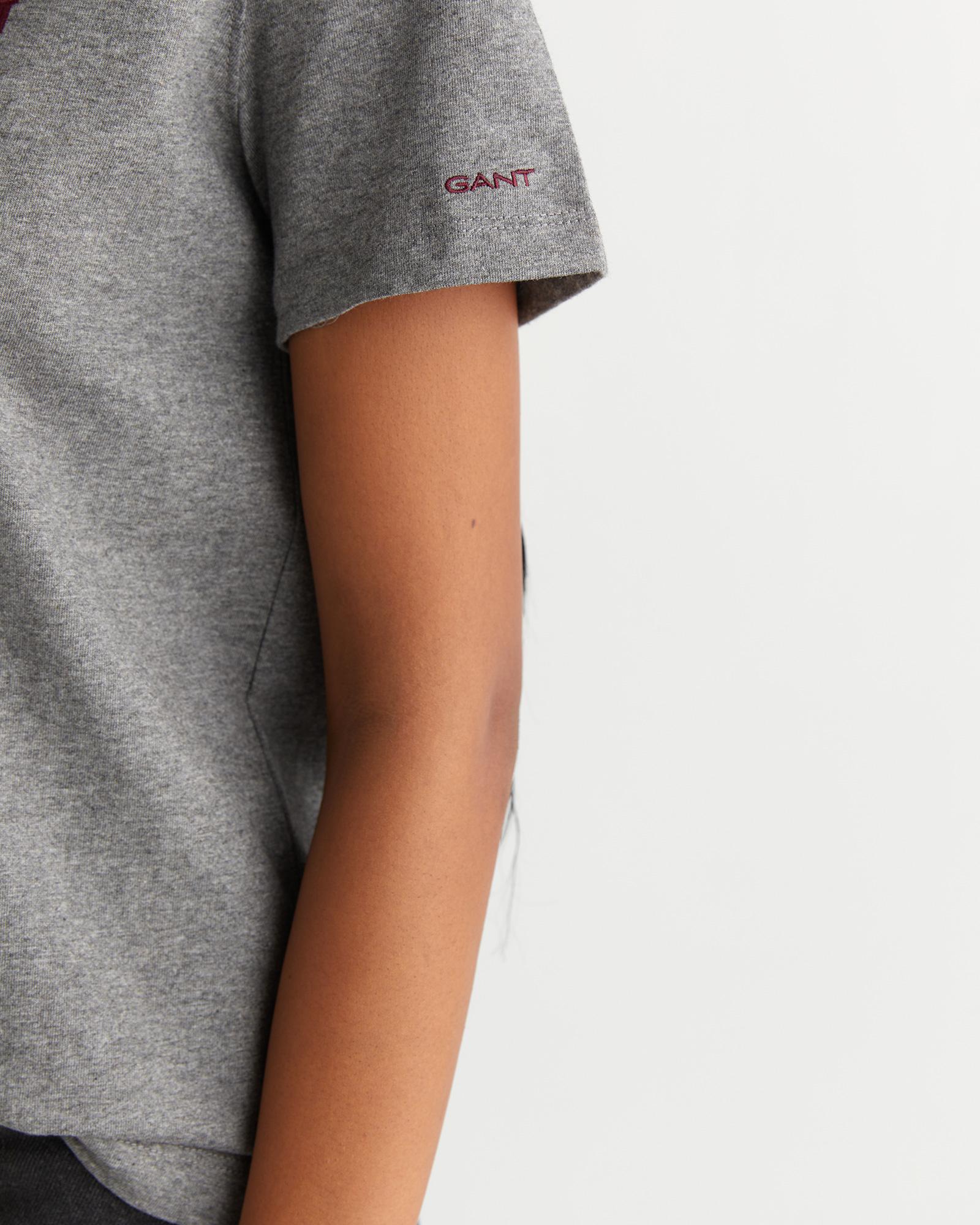 GANT Kadın Gri Regular Fit Bisiklet Yaka T-Shirt