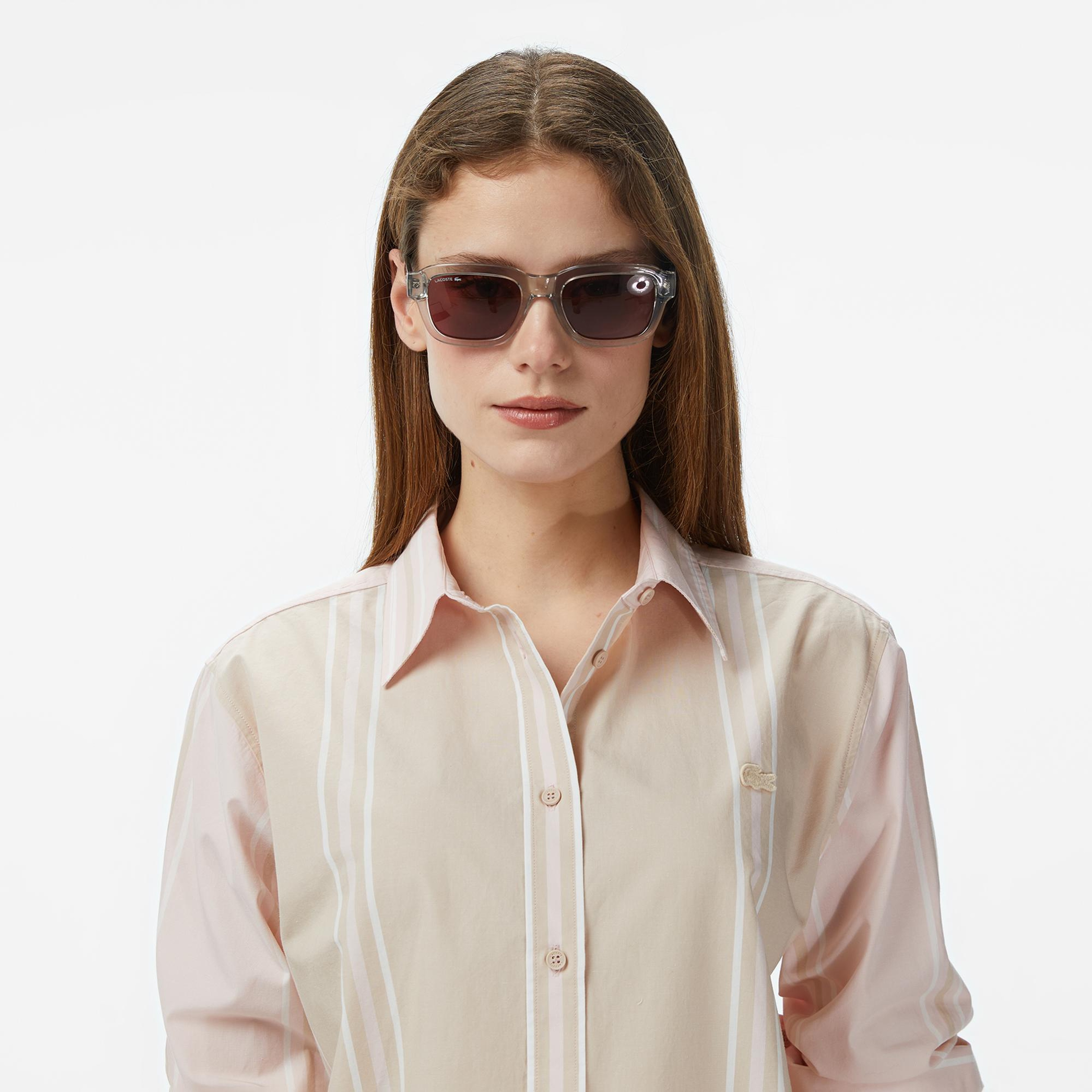 Lacoste Kadın Regular Fit Renk Bloklu Bej Gömlek