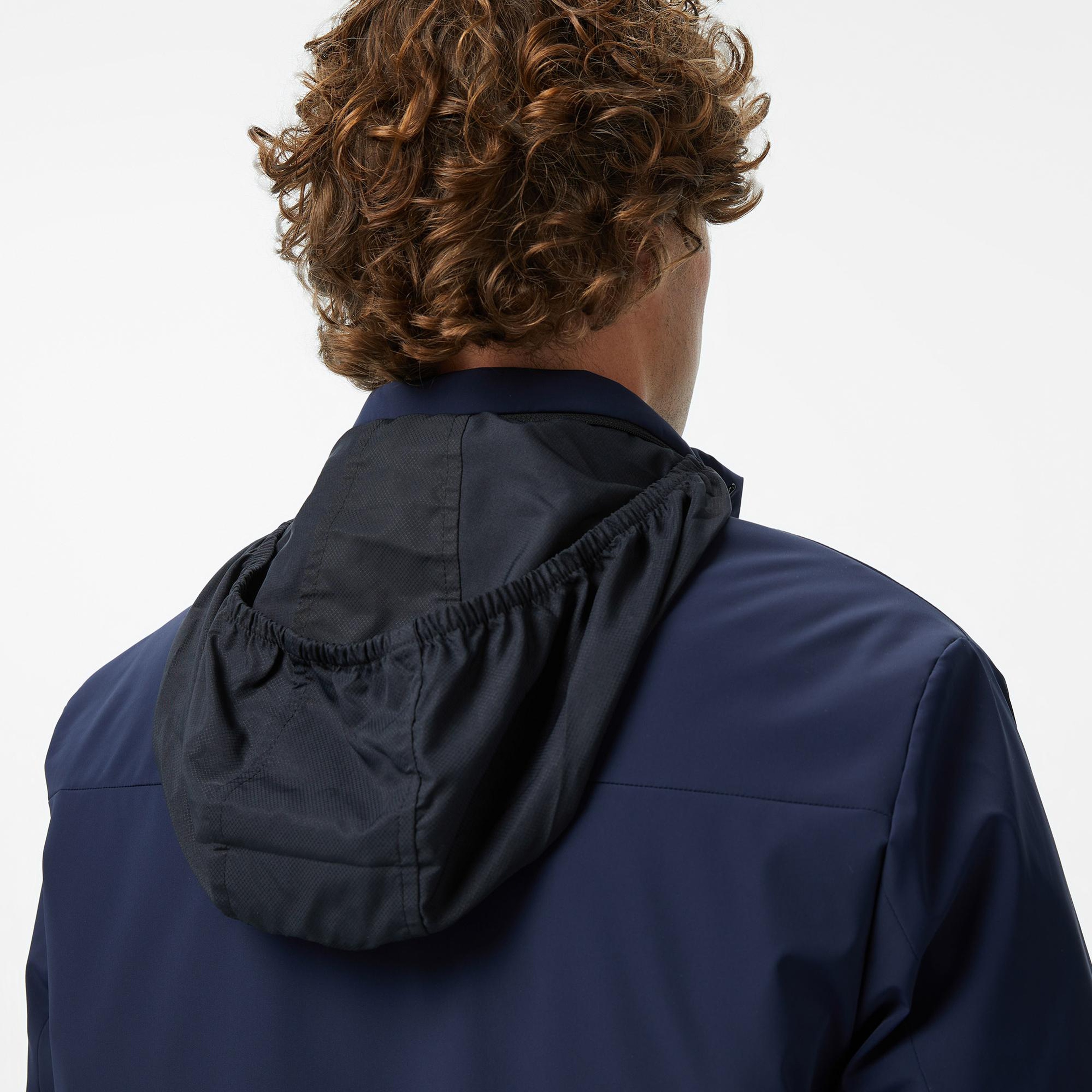 Lacoste Erkek Relaxed Fit Dik Yaka Lacivert Mont