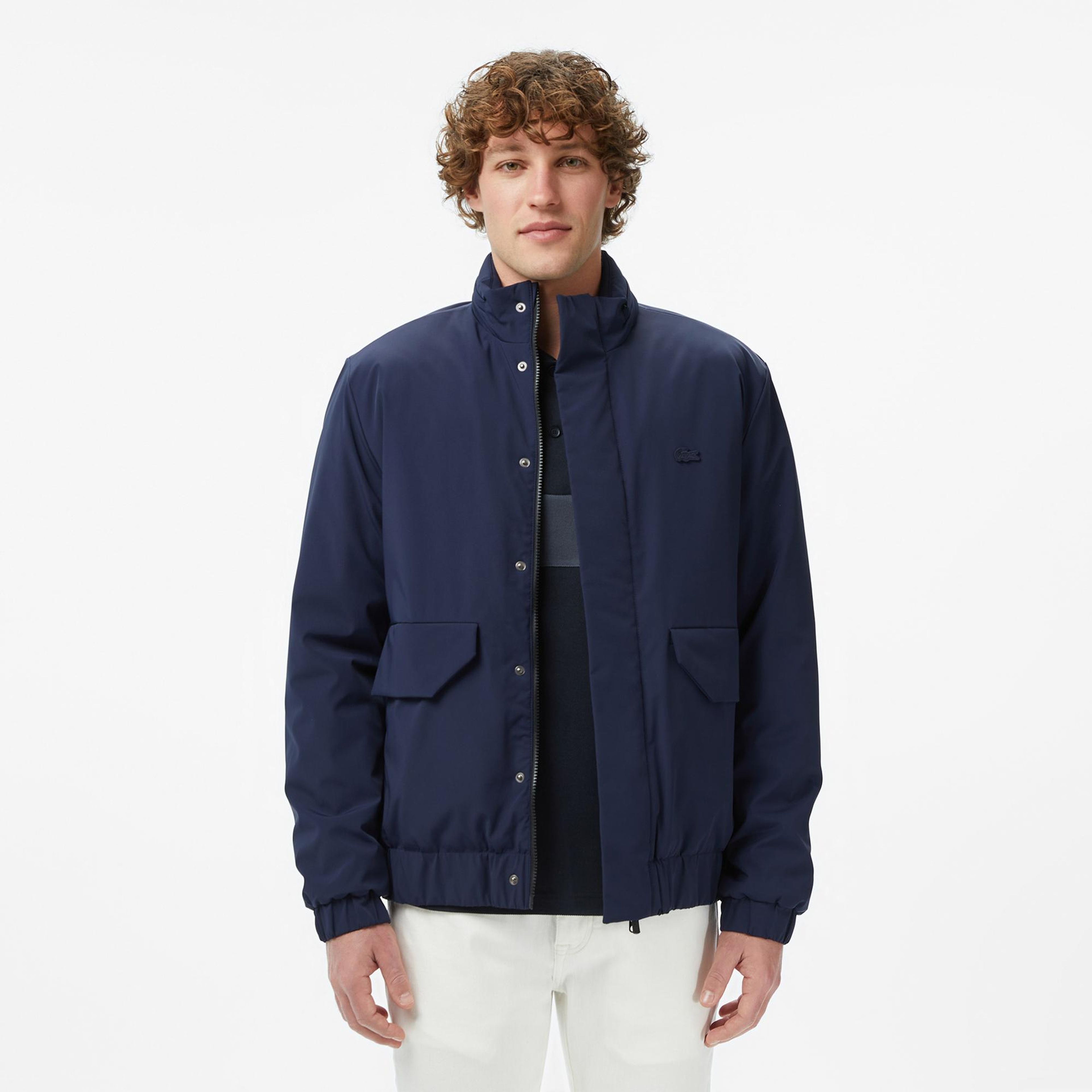 Lacoste Erkek Relaxed Fit Dik Yaka Lacivert Mont