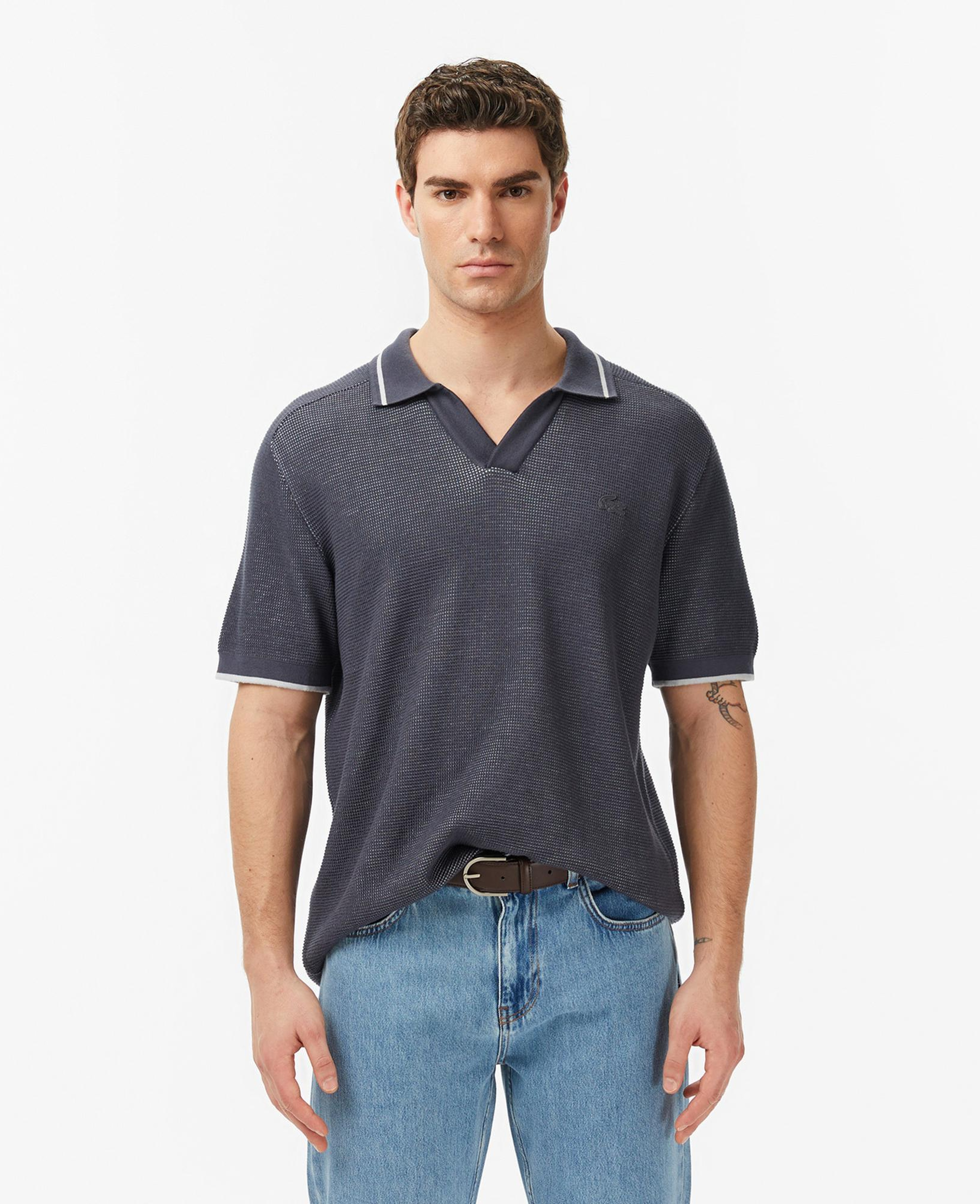 Lacoste Erkek Classic Fit Kısa Kollu Polo Yaka Koyu Gri Triko