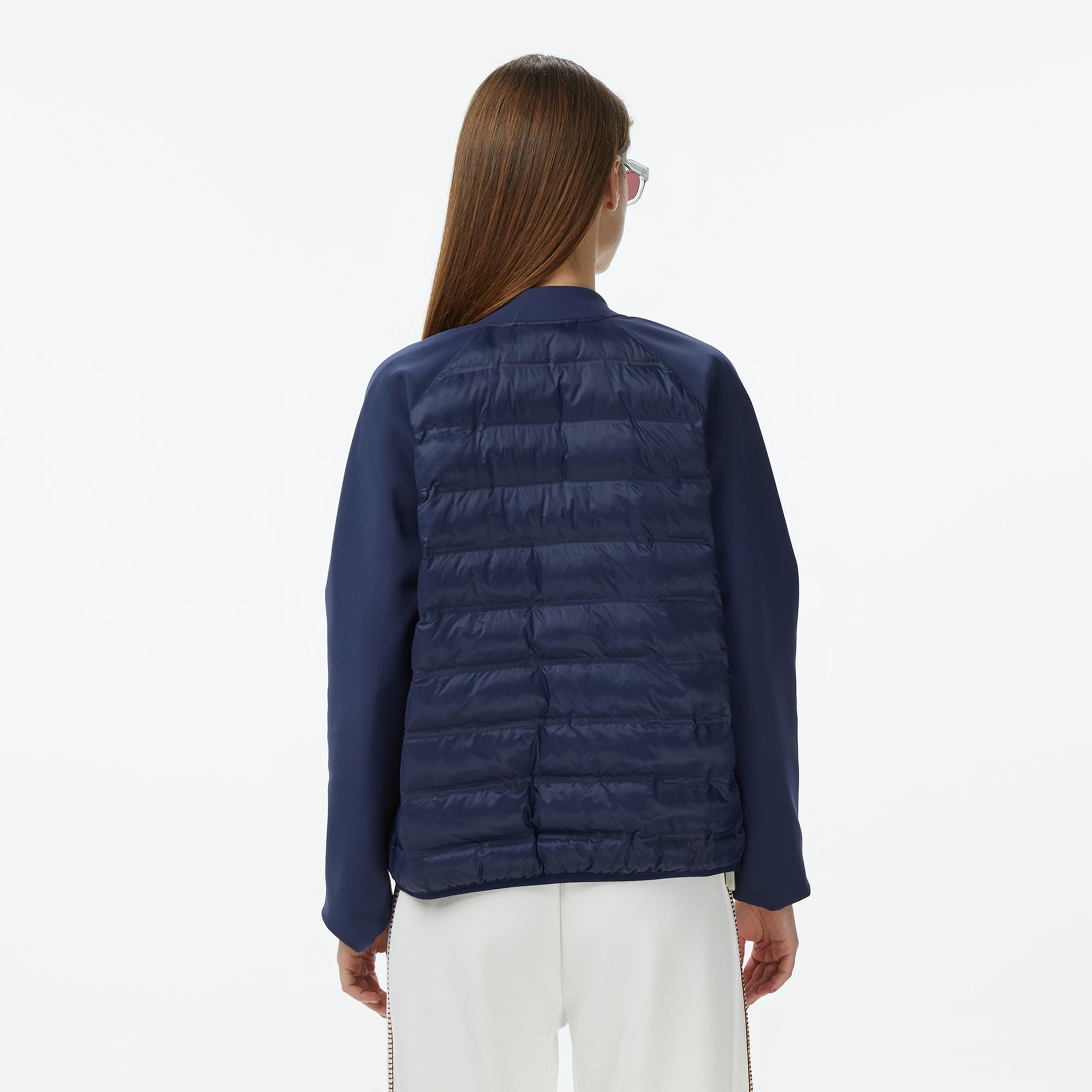 Lacoste Kadın Regular Fit Dik Yaka Renk Bloklu Lacivert Mont