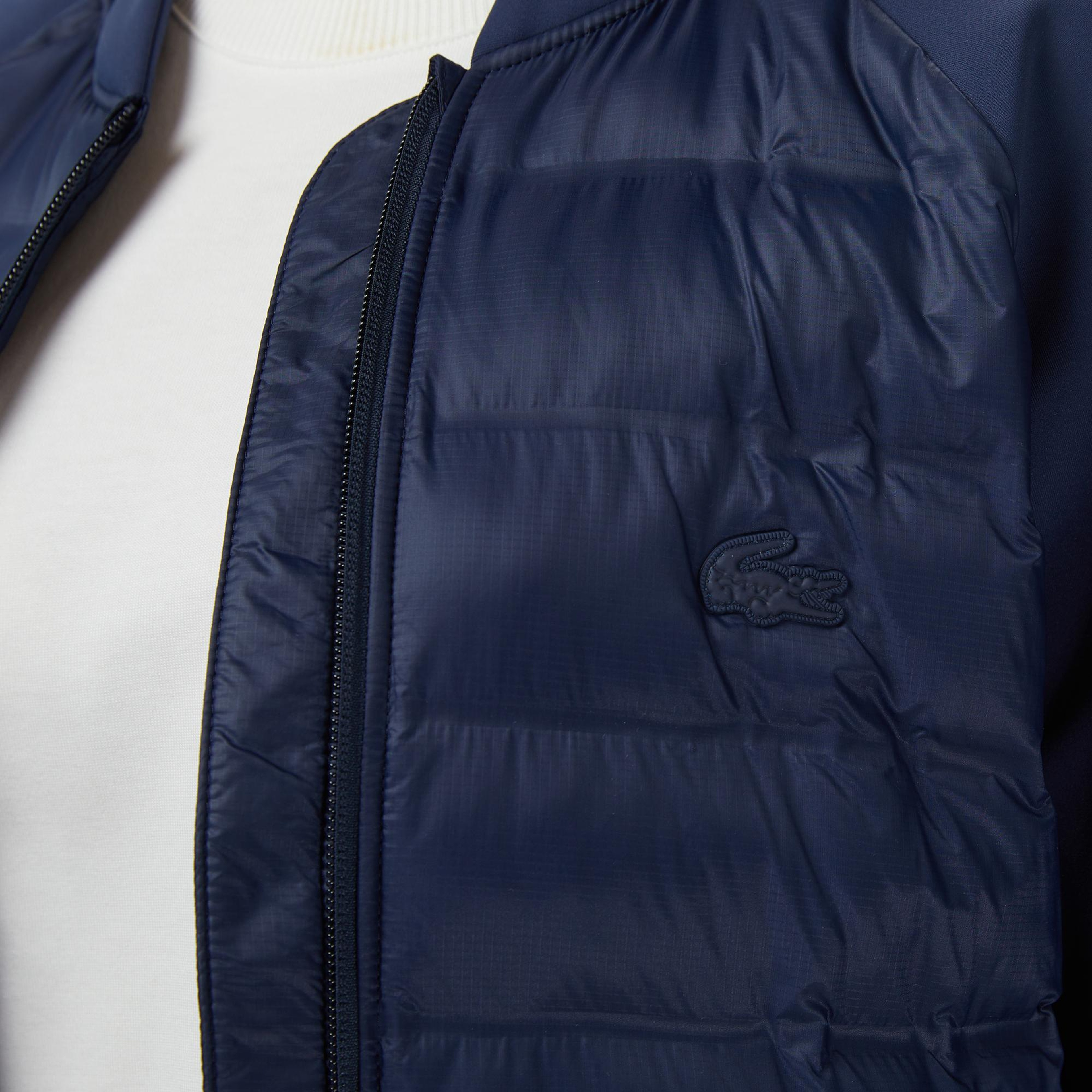 Lacoste Kadın Regular Fit Dik Yaka Renk Bloklu Lacivert Mont