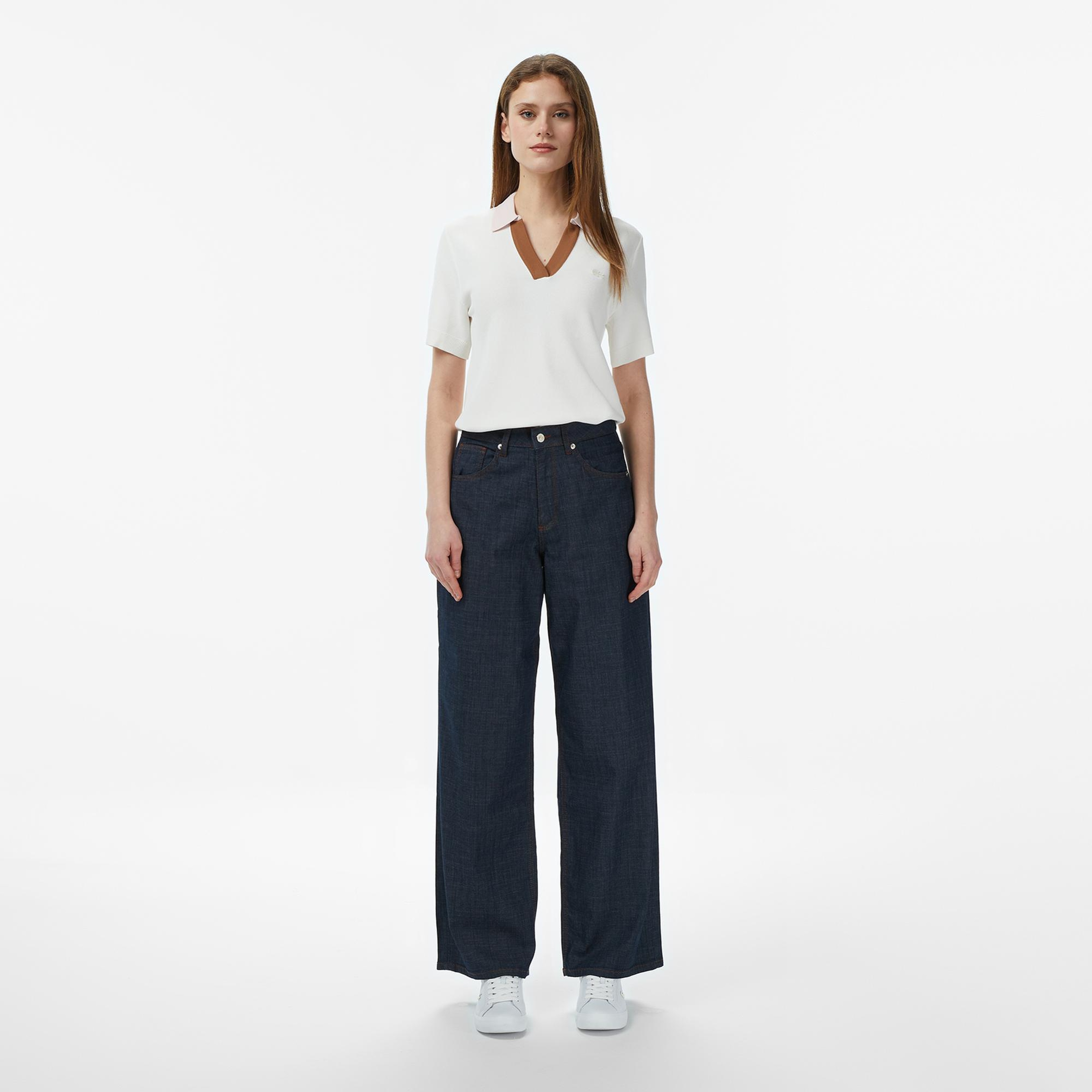 Lacoste Kadın Regular Fit Kısa Kollu Polo Yaka Krem Triko