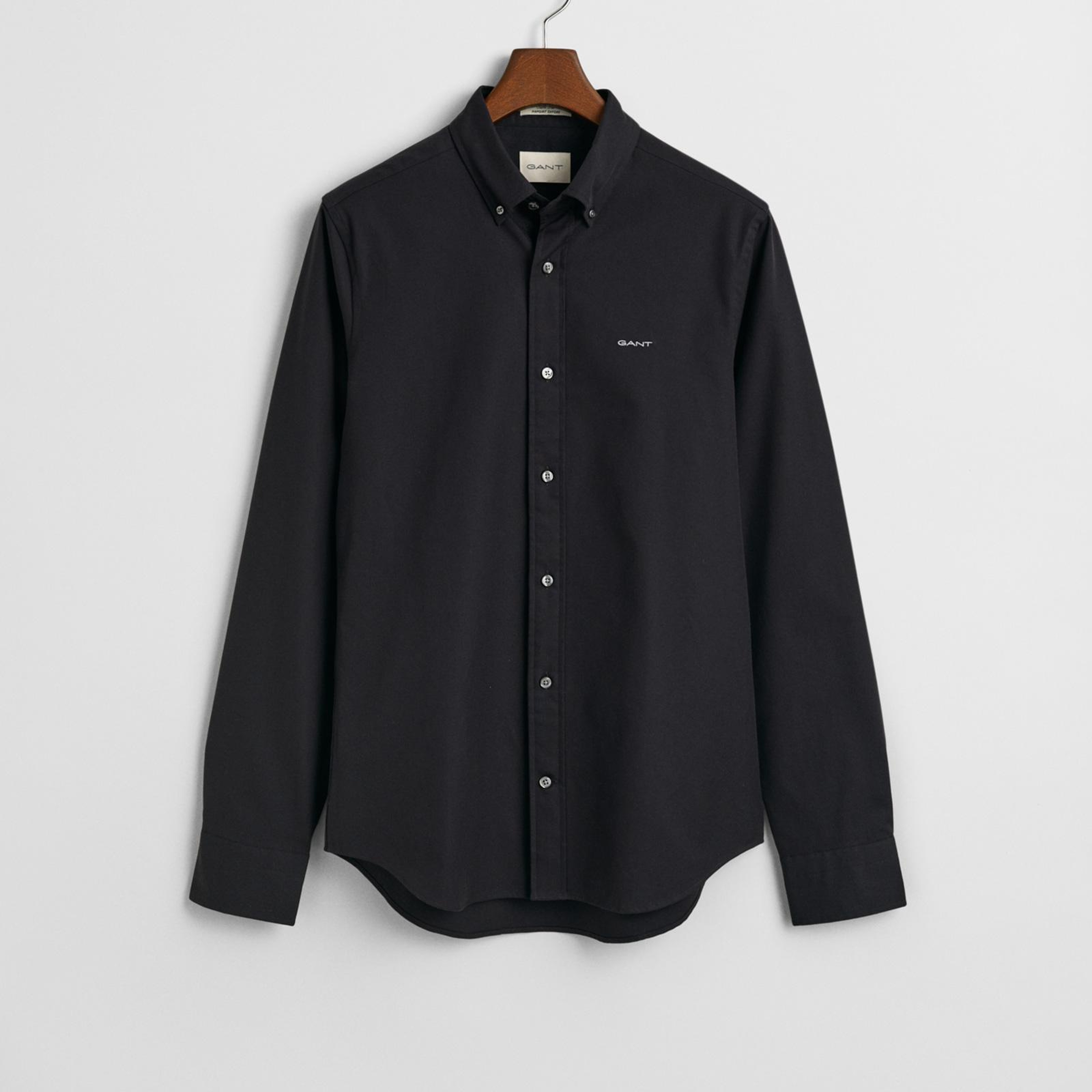 GANT Erkek Siyah Regular Fit Düğmeli Yaka Oxford Gömlek