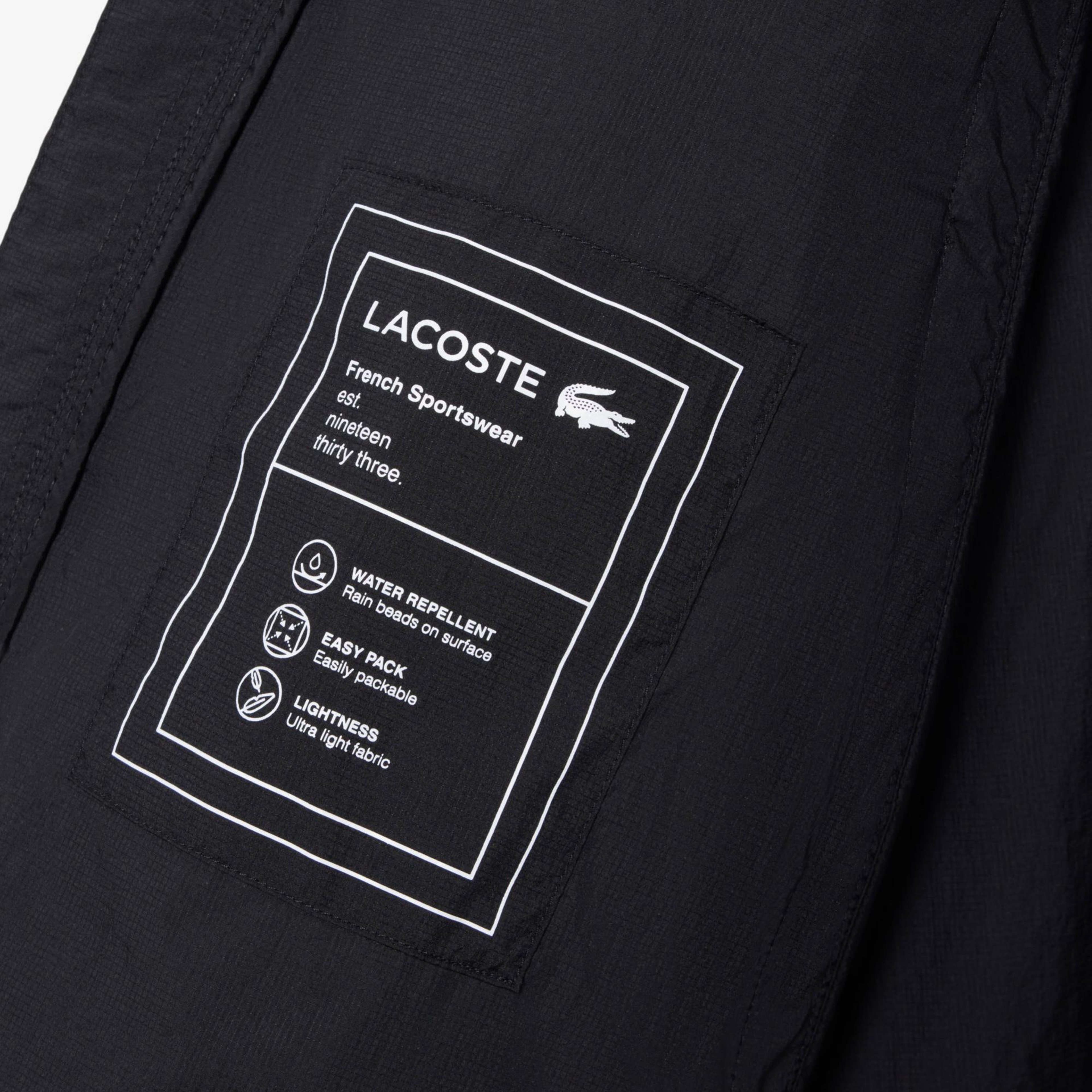 Lacoste Erkek Kapüşonlu Siyah Yağmurluk