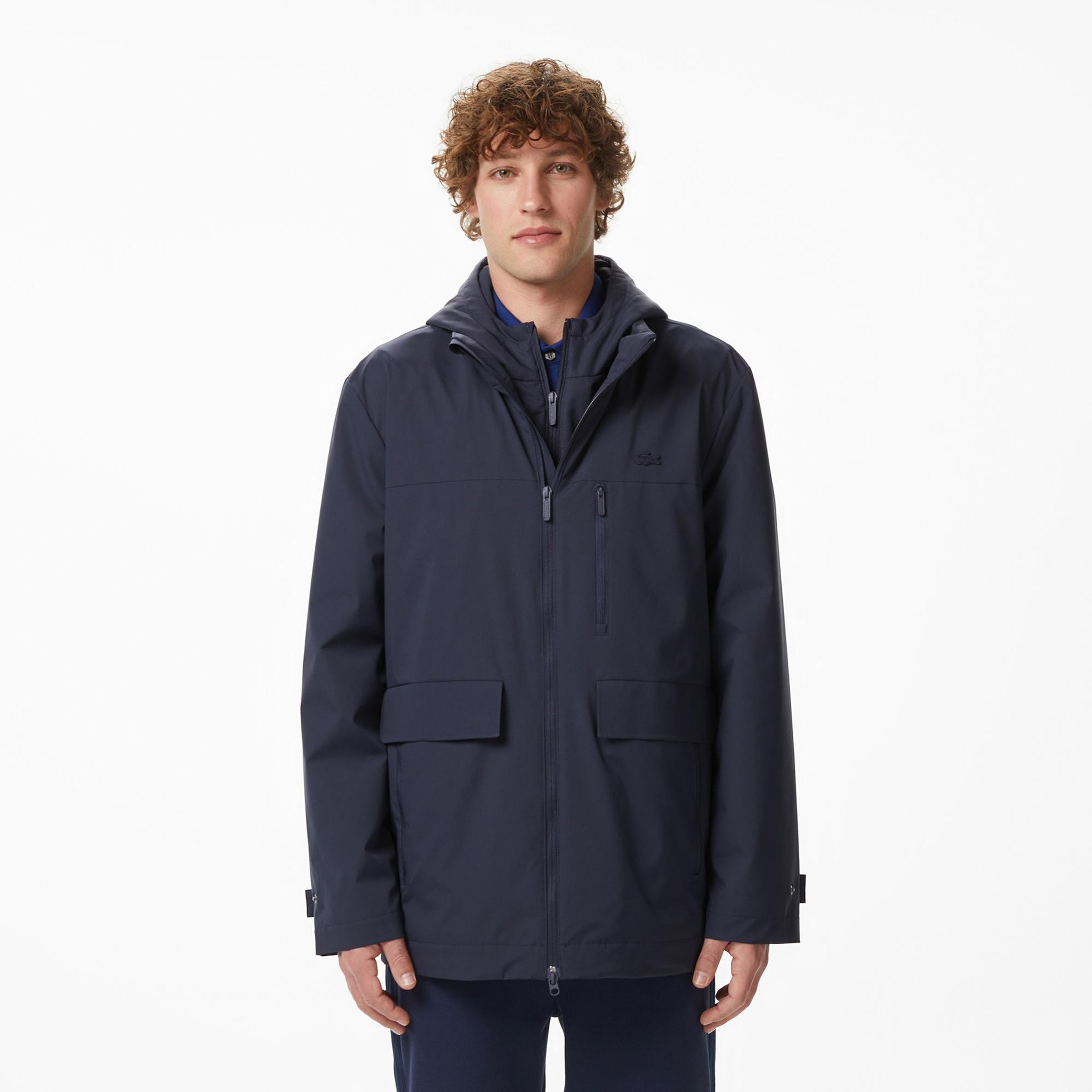 Lacoste Erkek Relaxed Fit Kapüşonlu Lacivert Mont