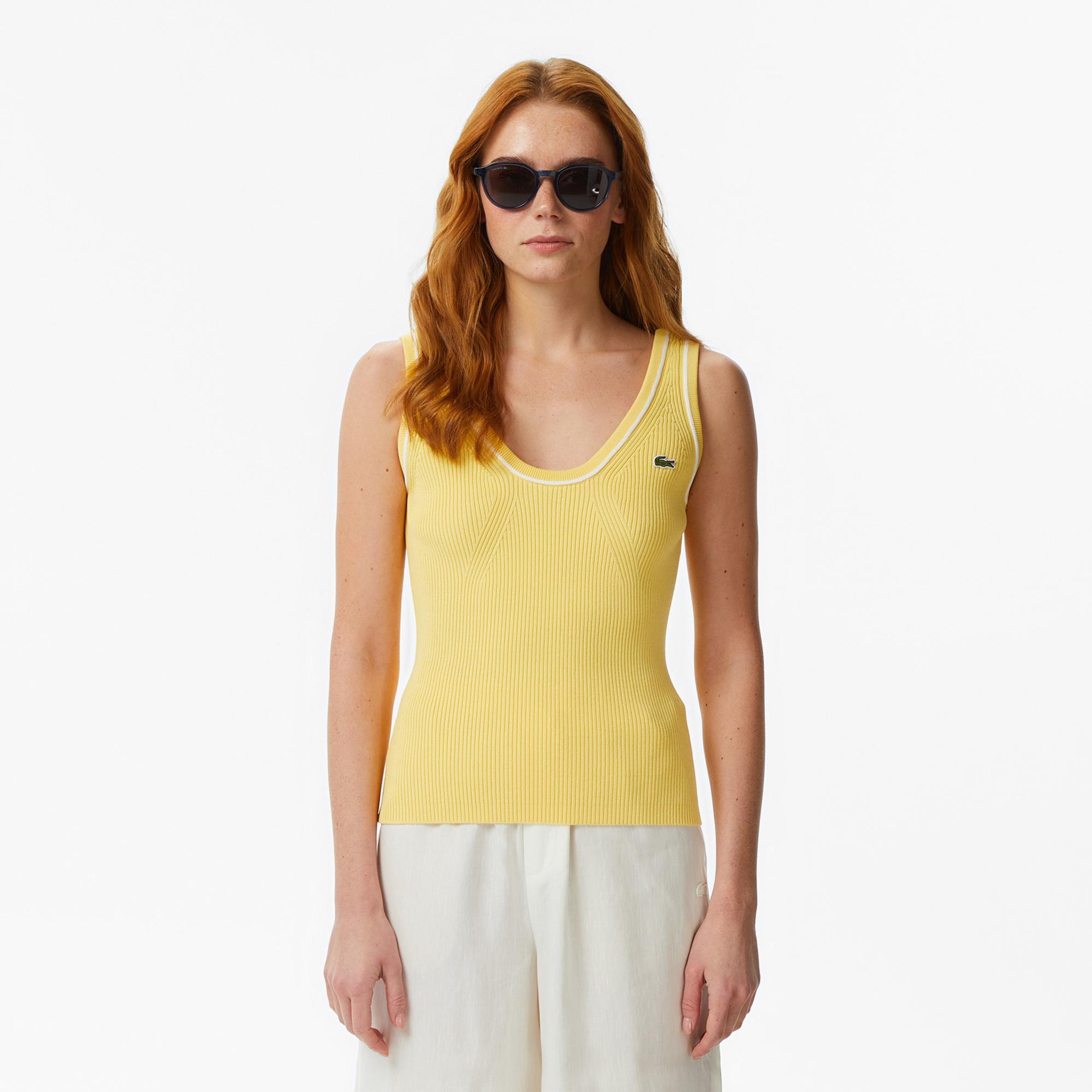 Lacoste Kadın Slim Fit Sarı Bluz