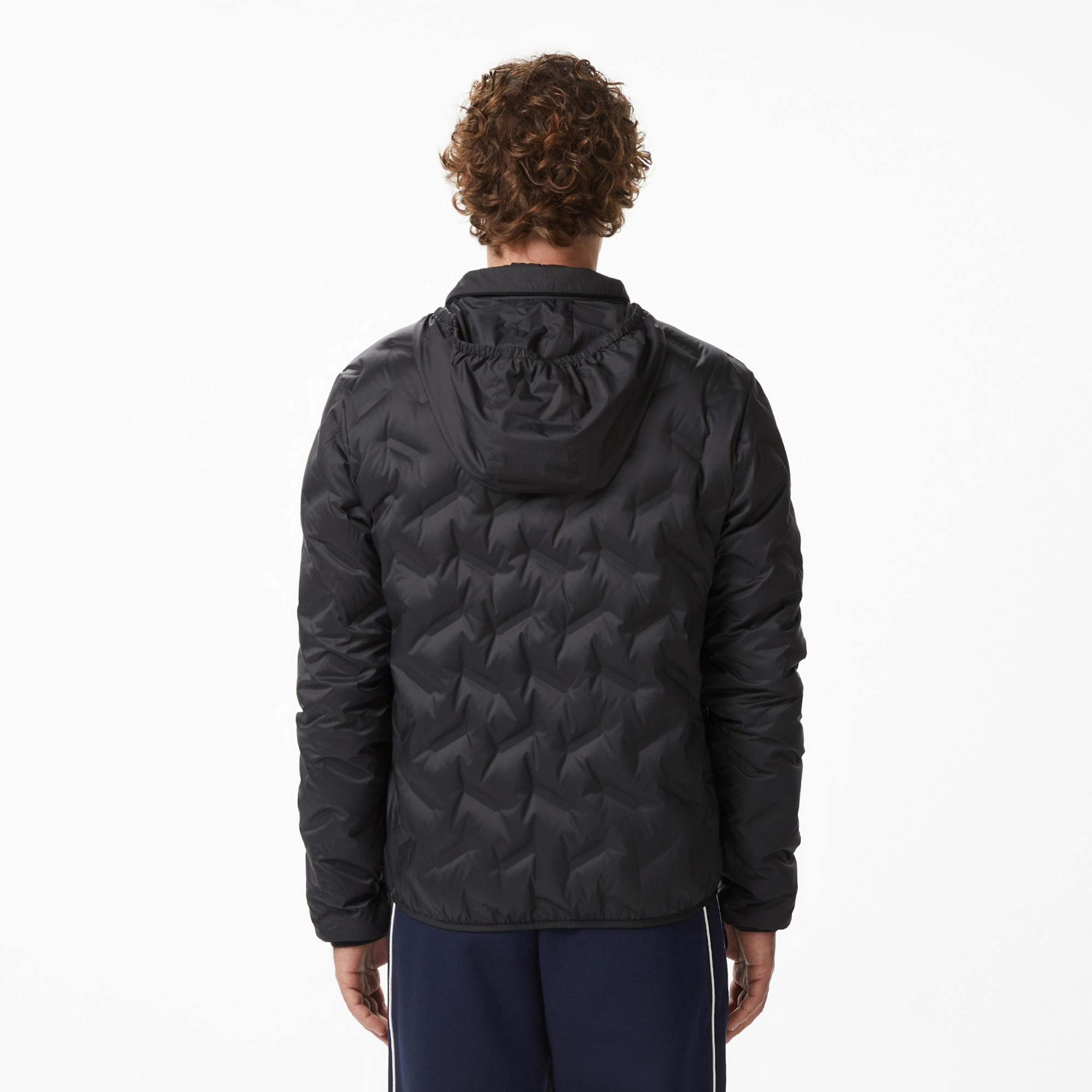 Lacoste Erkek Regular Fit Dik Yaka Kapitone Siyah Mont